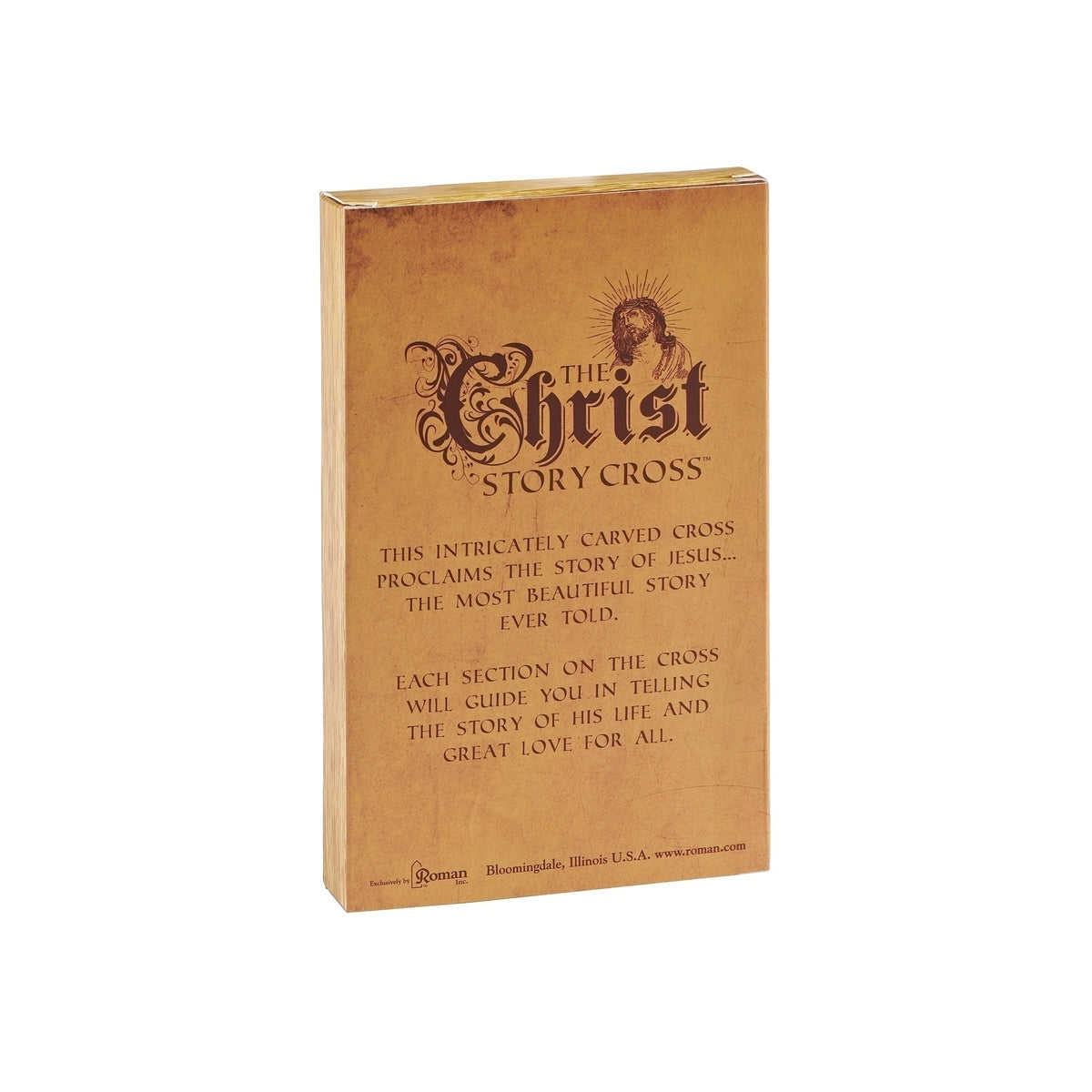 Back of Christ Story Palm Cross gift packaging