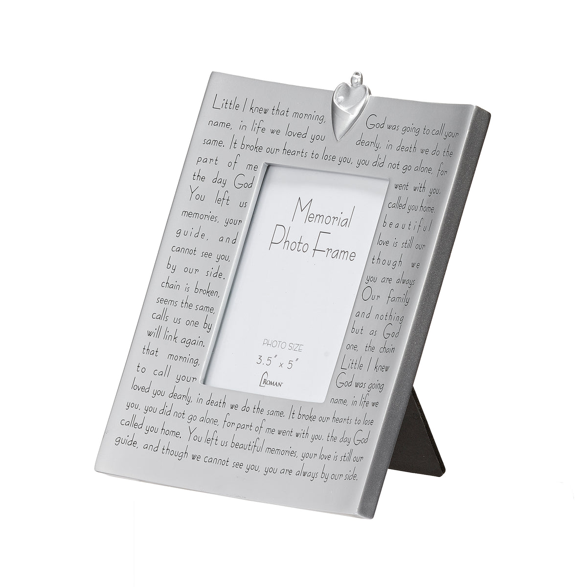 Front angled view of "Little I Knew" Memorial Picture Frame showing the engraved remembrance message and center photo opening