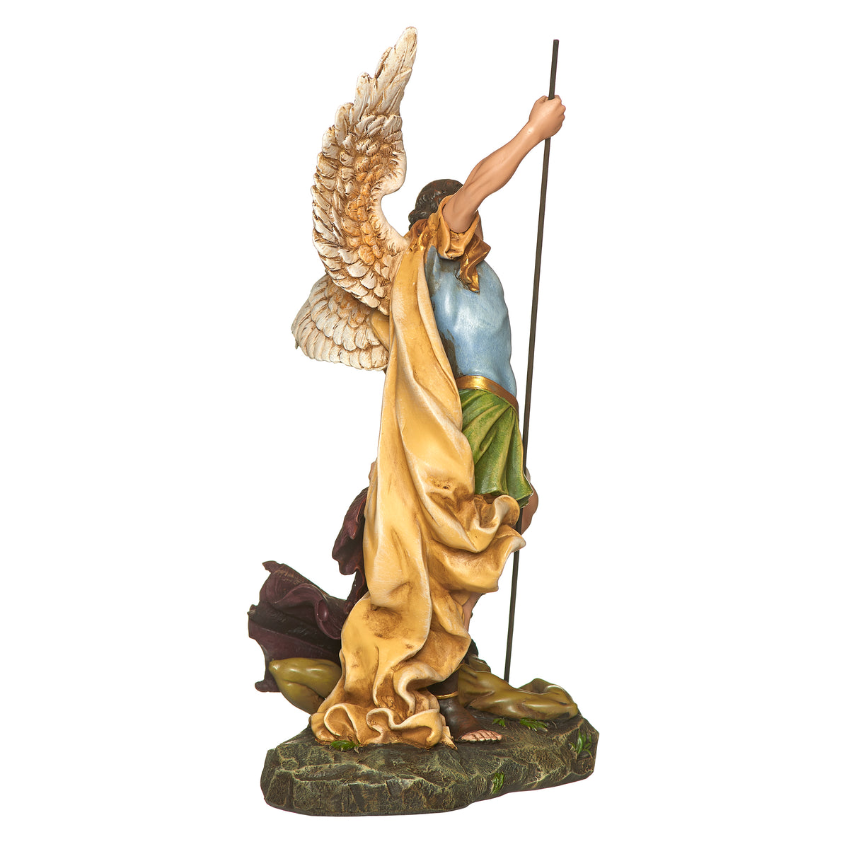 Joseph's Studio St. Michael statue side profile with flowing gold cloak