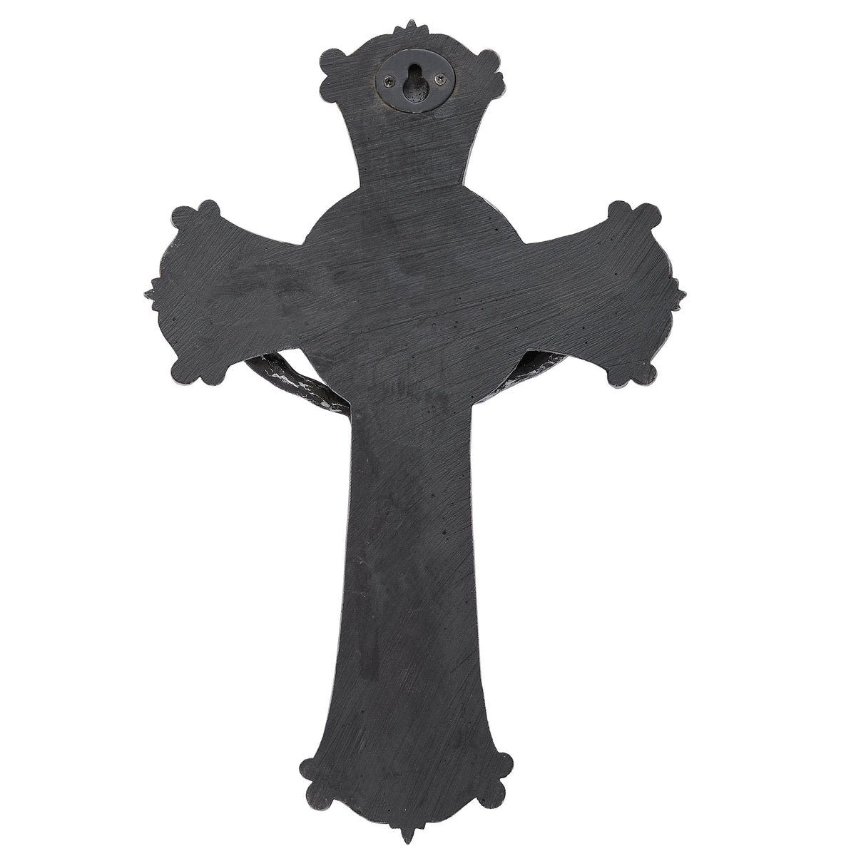 Back view of Joseph's Studio St. Benedict Crucifix showing the plain dark reverse of the cross