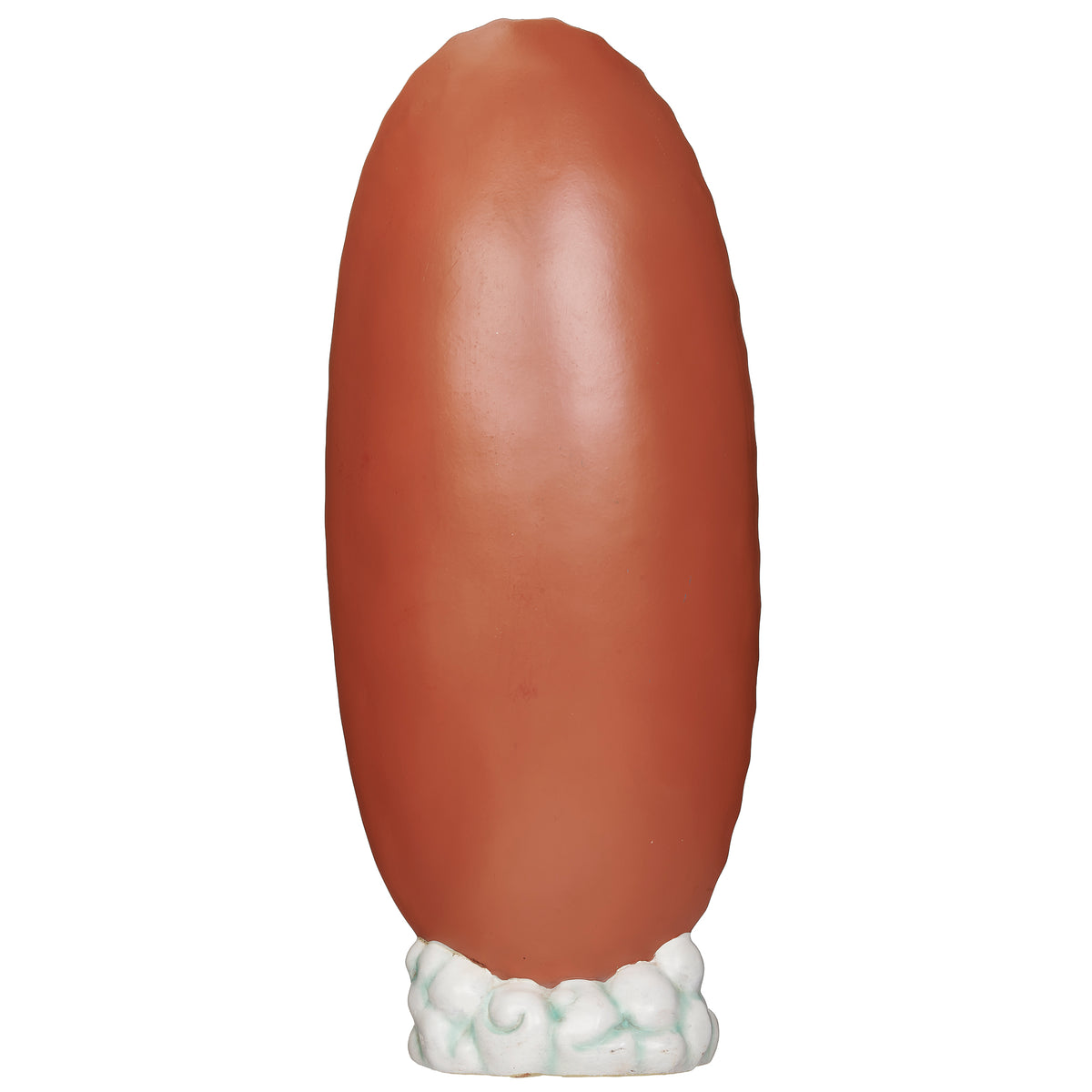 Back view of Our Lady of Guadalupe Figure showing the smooth oval-shaped backing and sculpted base