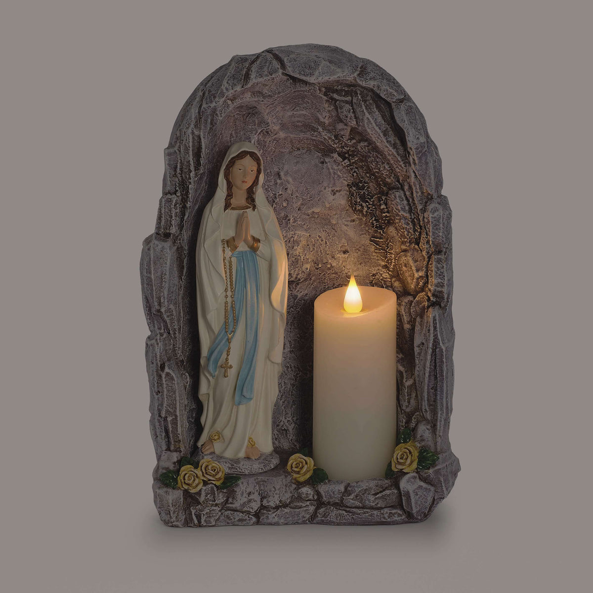 Illuminated Our Lady of Lourdes Tabletop Grotto