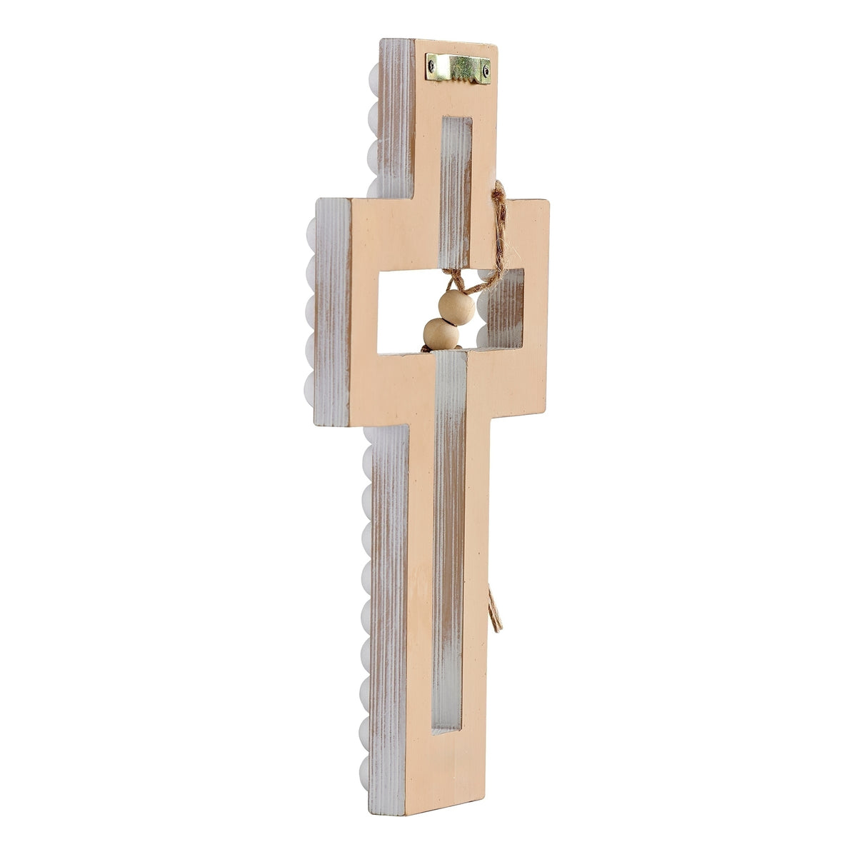 Believe Boho Beaded Wall Cross side and back view