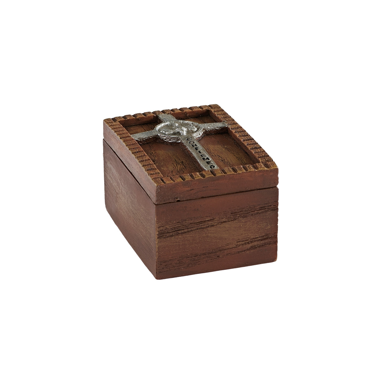 Confirmation keepsake box with cross and dove design angled view