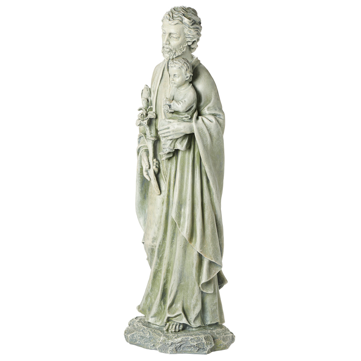 Front view of Joseph's Studio St. Joseph Garden Statue showing St. Joseph and the Child Jesus standing together