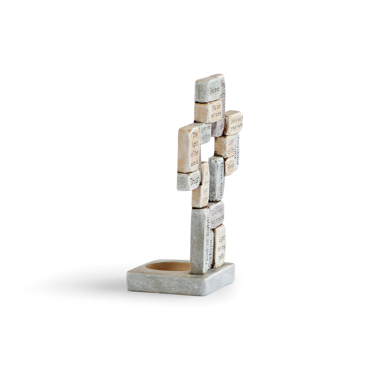 Crossword Cross with Candle Holder side profile view