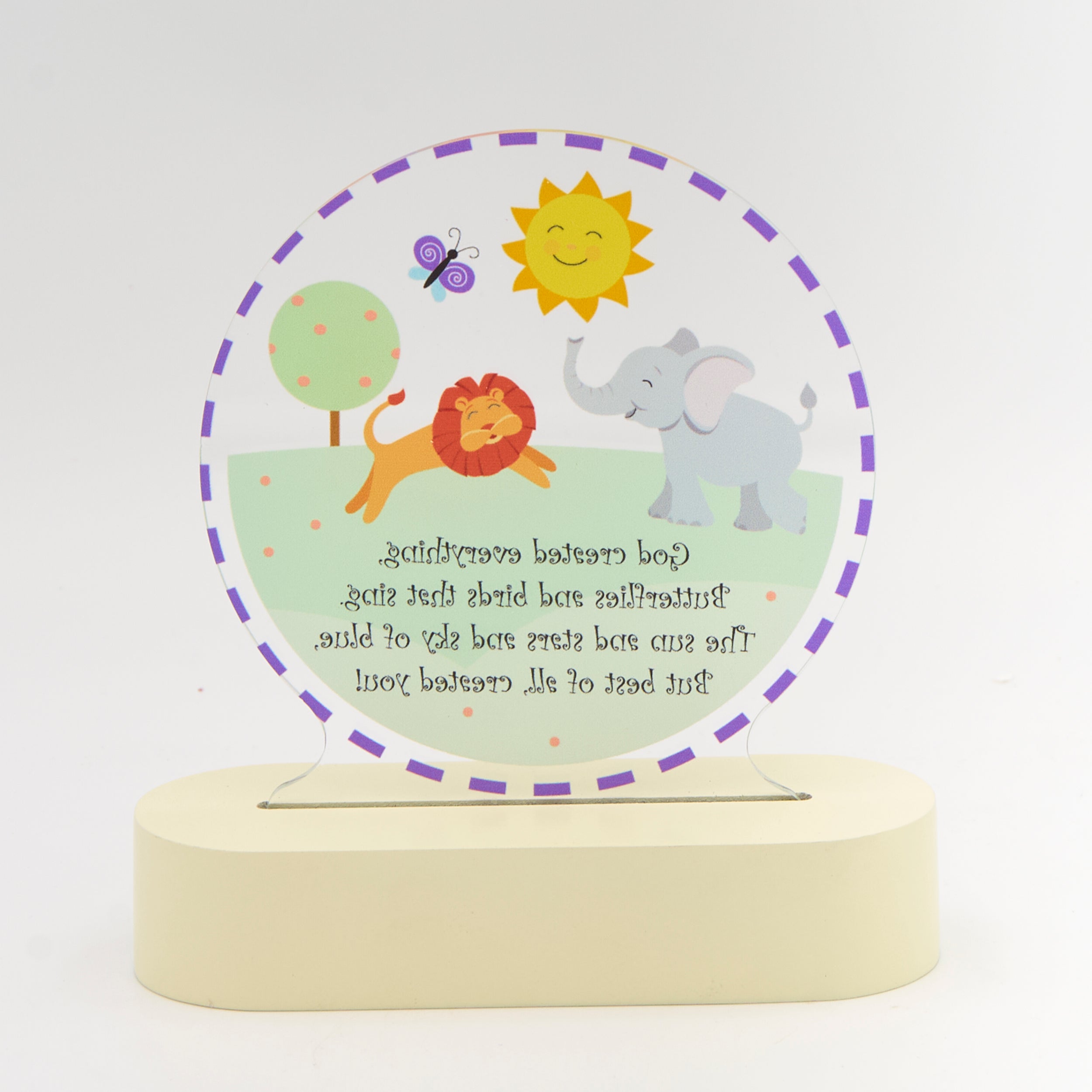 "God Created Everything" Lighted Tabletop Plaque