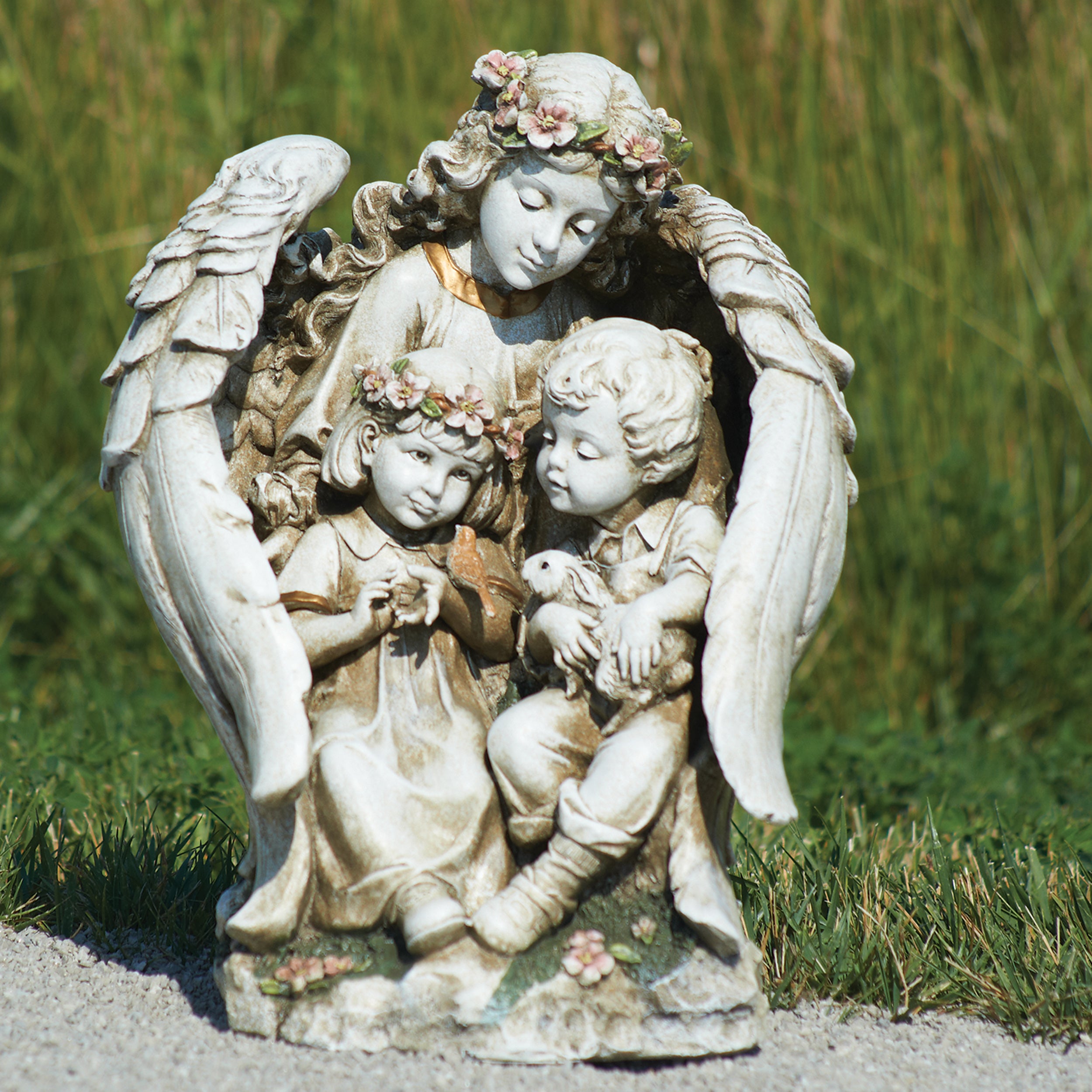 Joseph's Studio Guardian Angel with Children Garden Statue