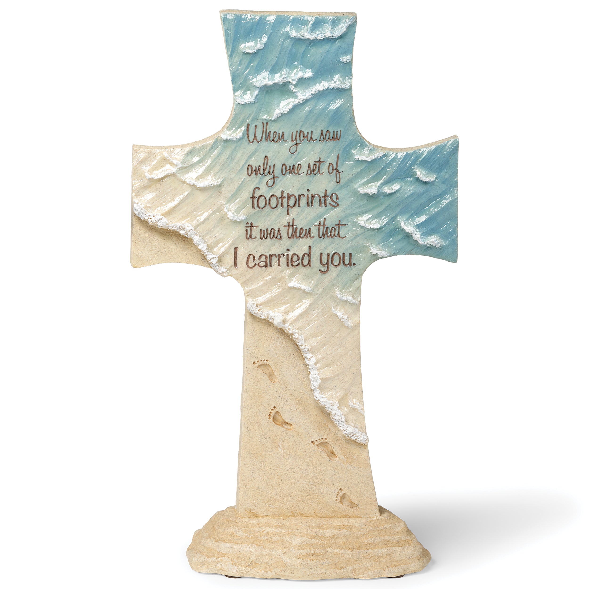 Footprints Ocean Shore Table Cross