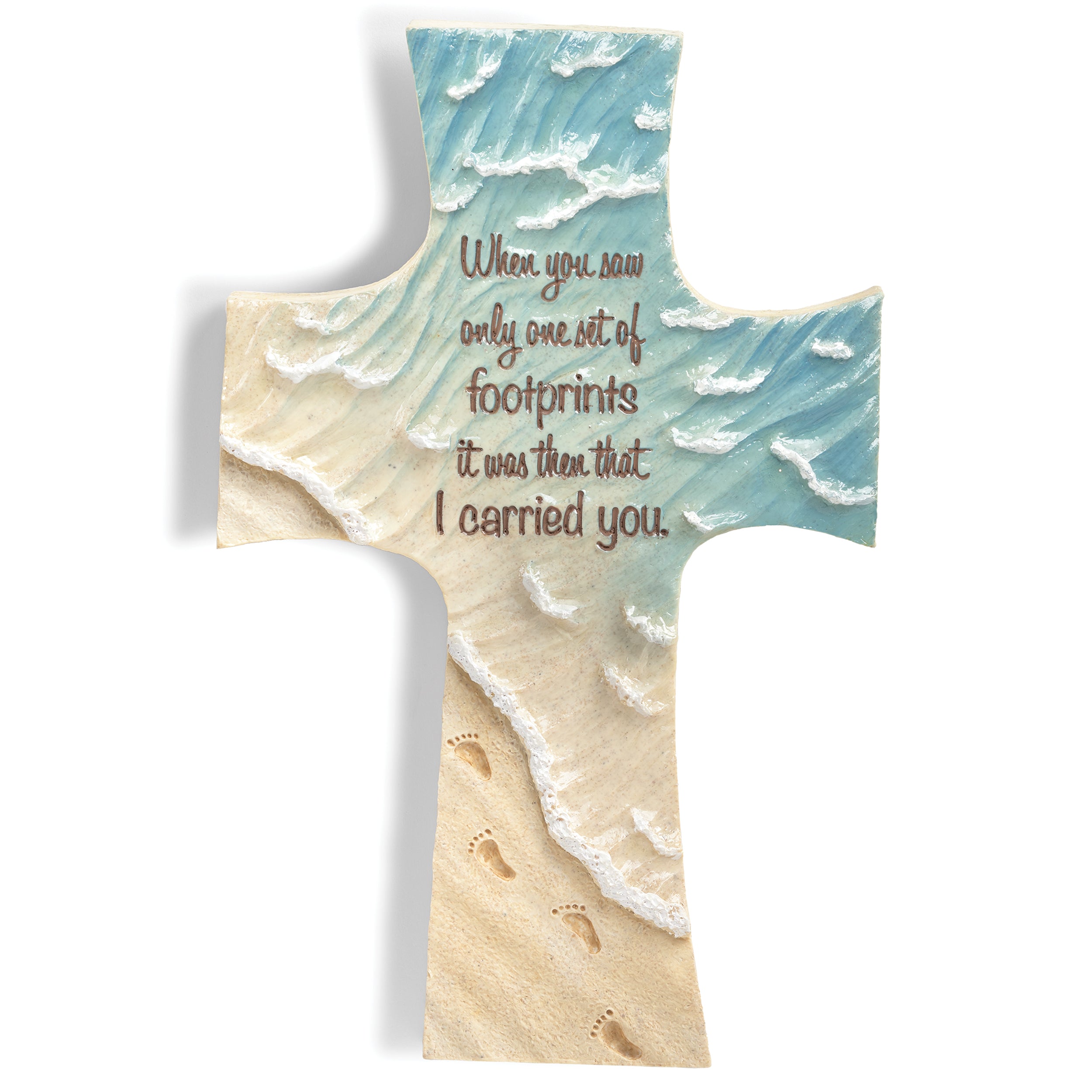 Footprints Ocean Shore Wall Cross
