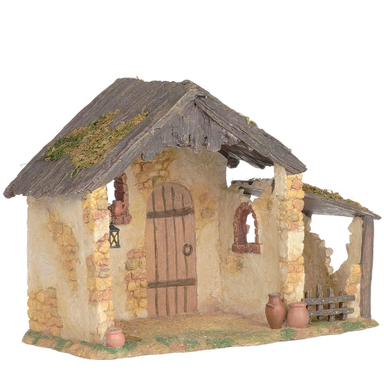 Fontanini Lighted Stone Cottage Stable - 5" Scale