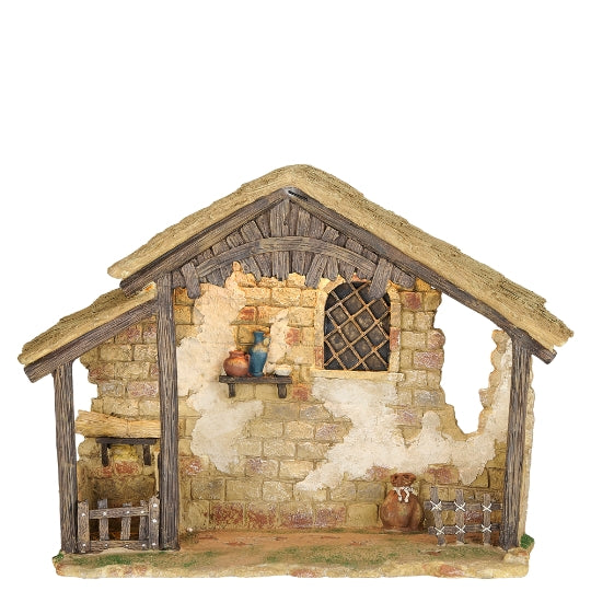 Fontanini Lighted Resin Nativity Stable - 7.5" Scale