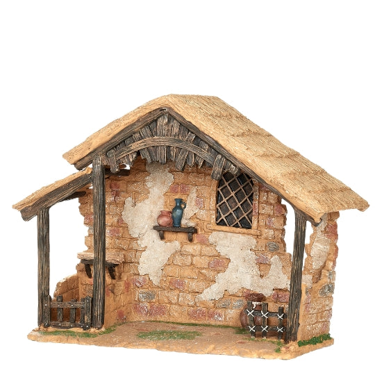 Fontanini Lighted Resin Nativity Stable - 7.5" Scale