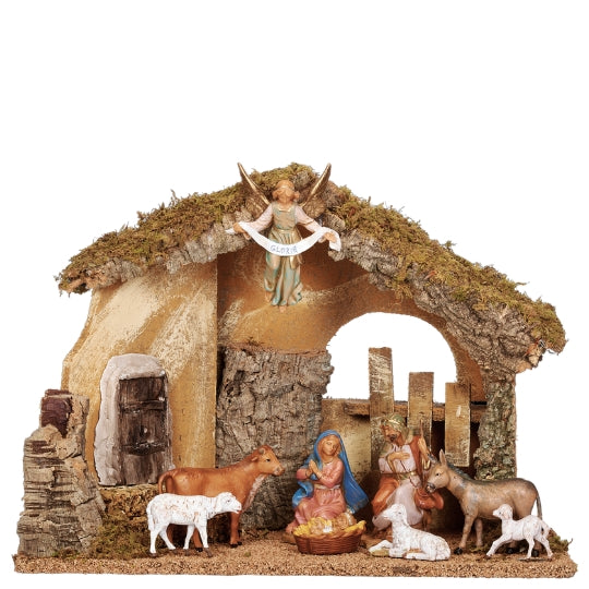 Fontanini 9-PC Lighted Nativity Set with Italian Stable - 5" Scale
