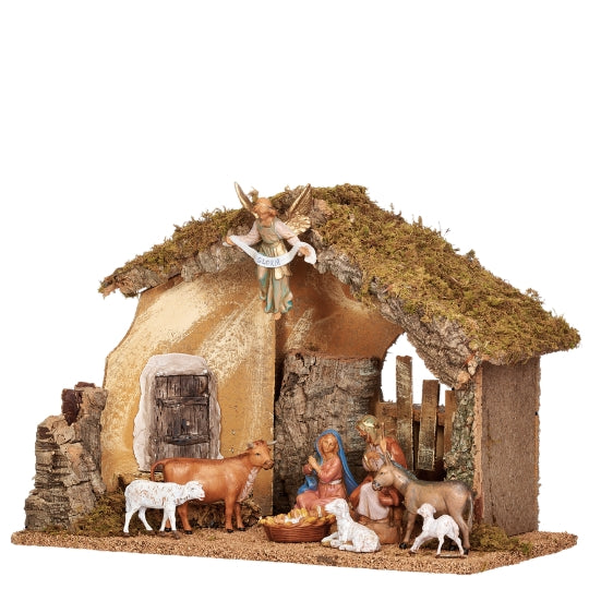 Fontanini 9-PC Lighted Nativity Set with Italian Stable - 5" Scale