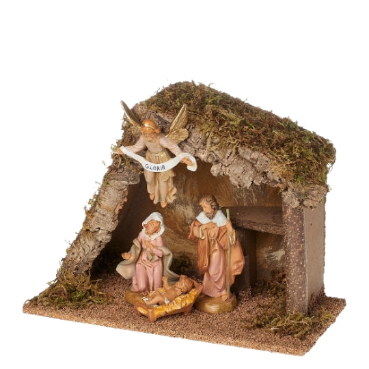 Fontanini 4-PC Lighted Nativity Set with Italian Stable - 5" Scale