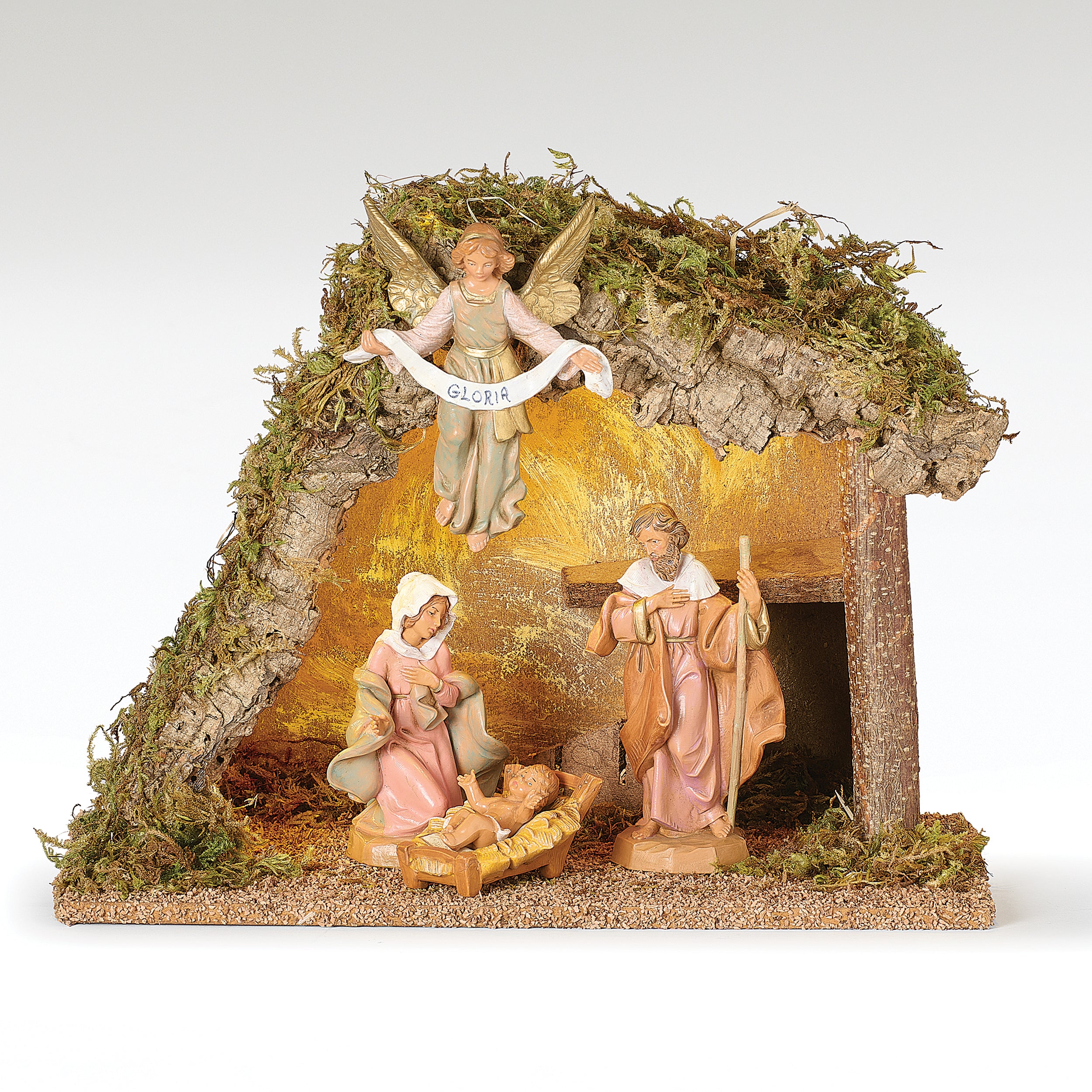 Fontanini 4-PC Lighted Nativity Set with Italian Stable - 5" Scale