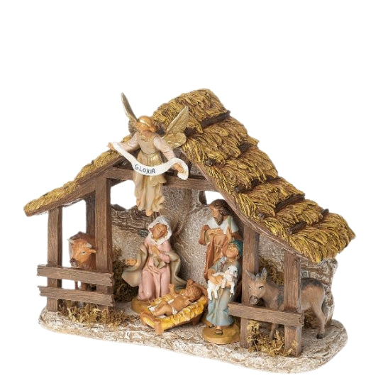 Fontanini 7-PC Nativity Set with Resin Stable - 5" Scale