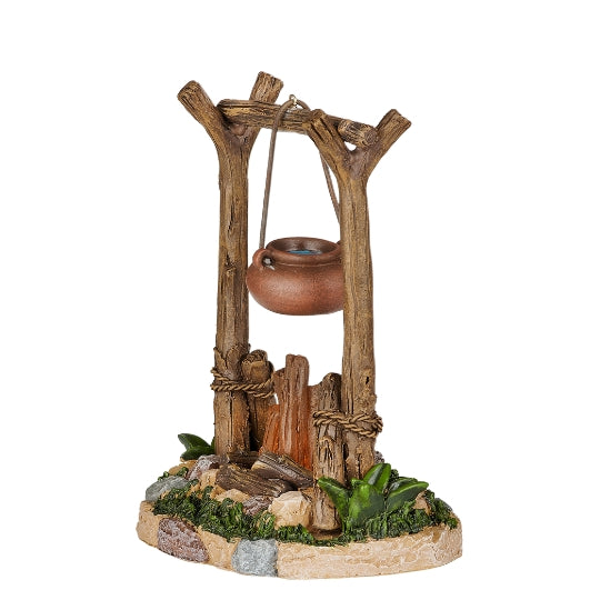 Fontanini Lighted Campfire with Hanging Pot – 7.5" Scale