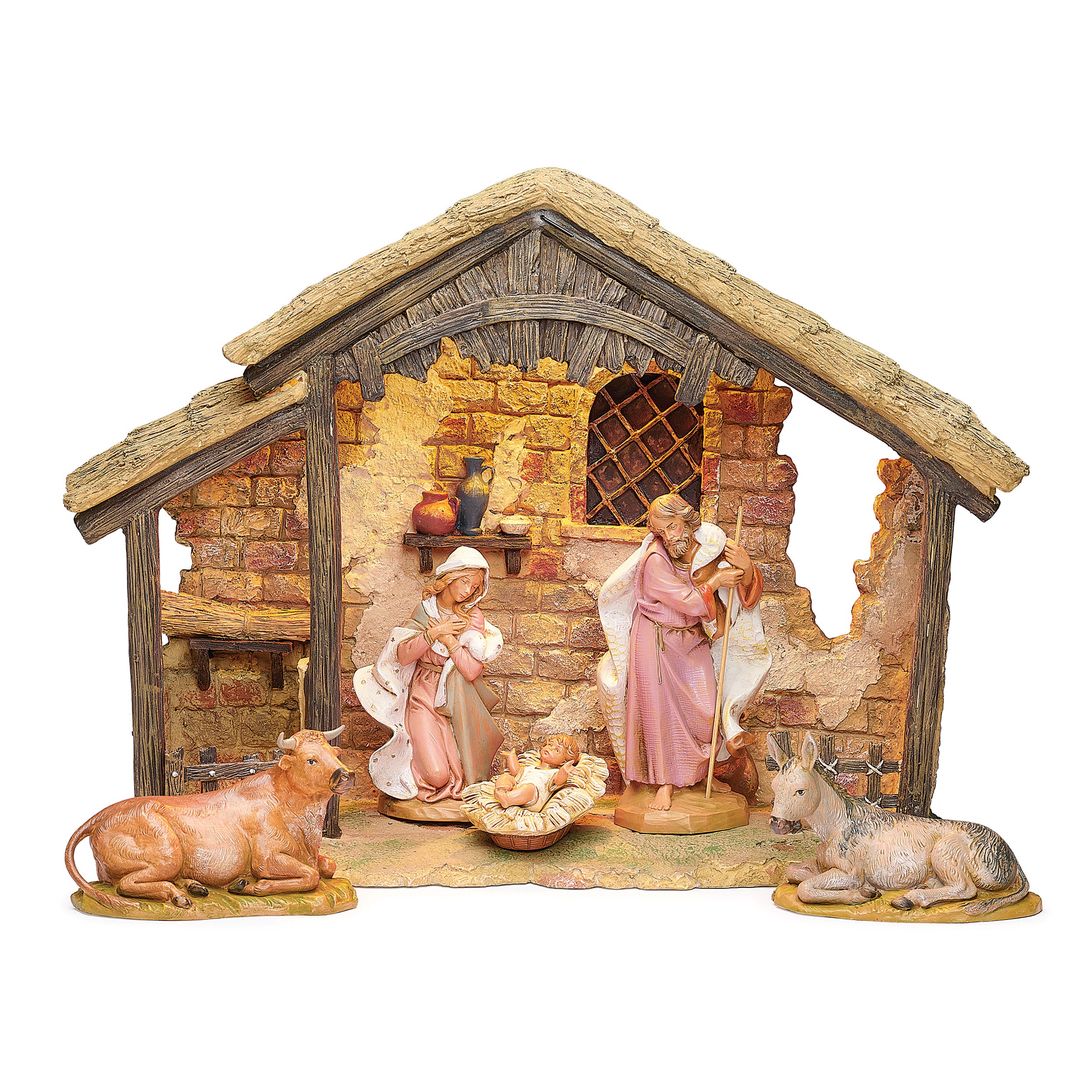 Fontanini 5-PC Lighted Nativity Set with Resin Stable - 7.5" Scale