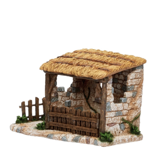 Fontanini Animal Corral with Thatched Roof - 5" Scale