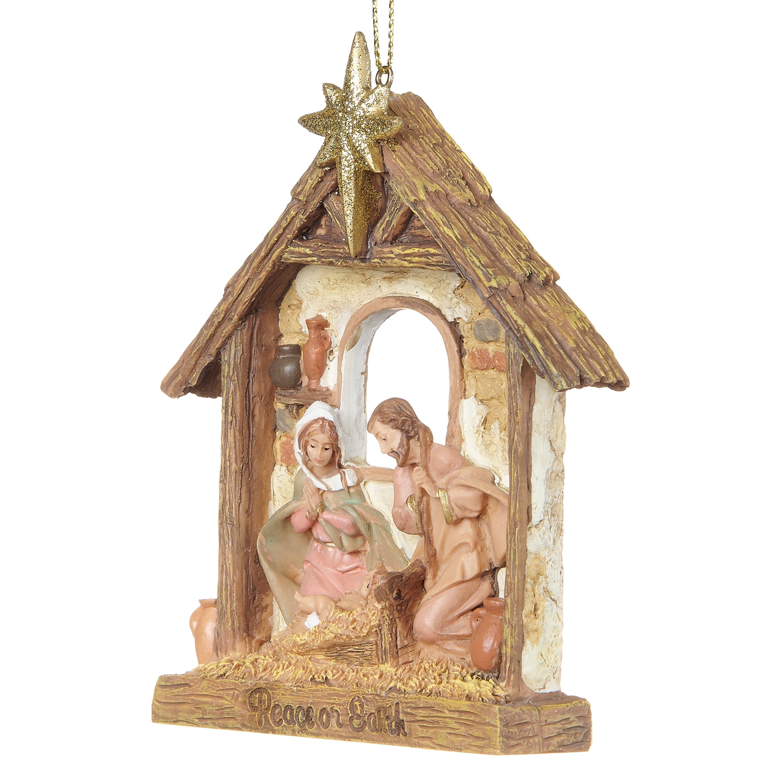 Fontanini Peace on Earth Nativity Ornament with Stable & Star
