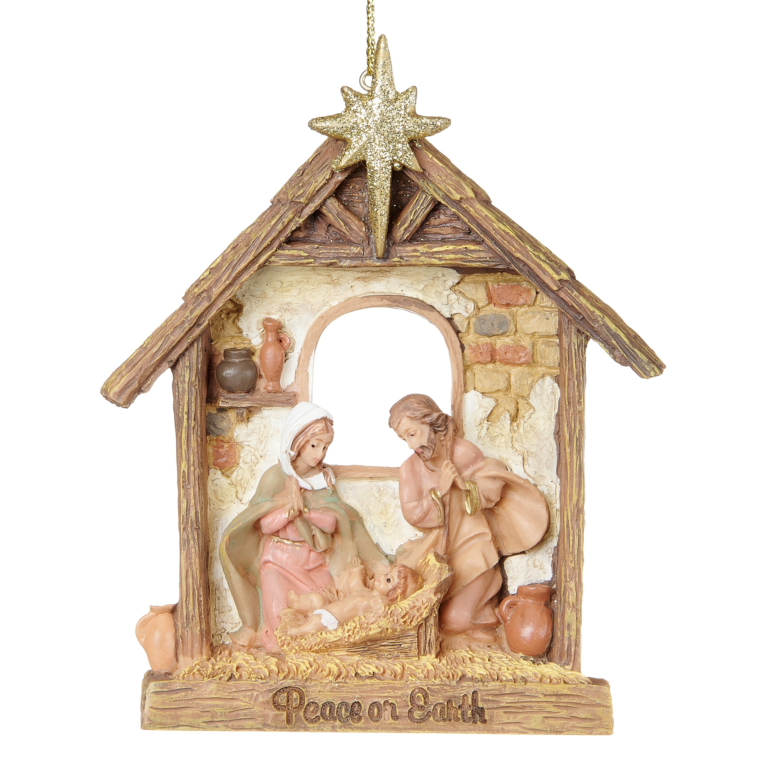 Fontanini Peace on Earth Nativity Ornament with Stable & Star