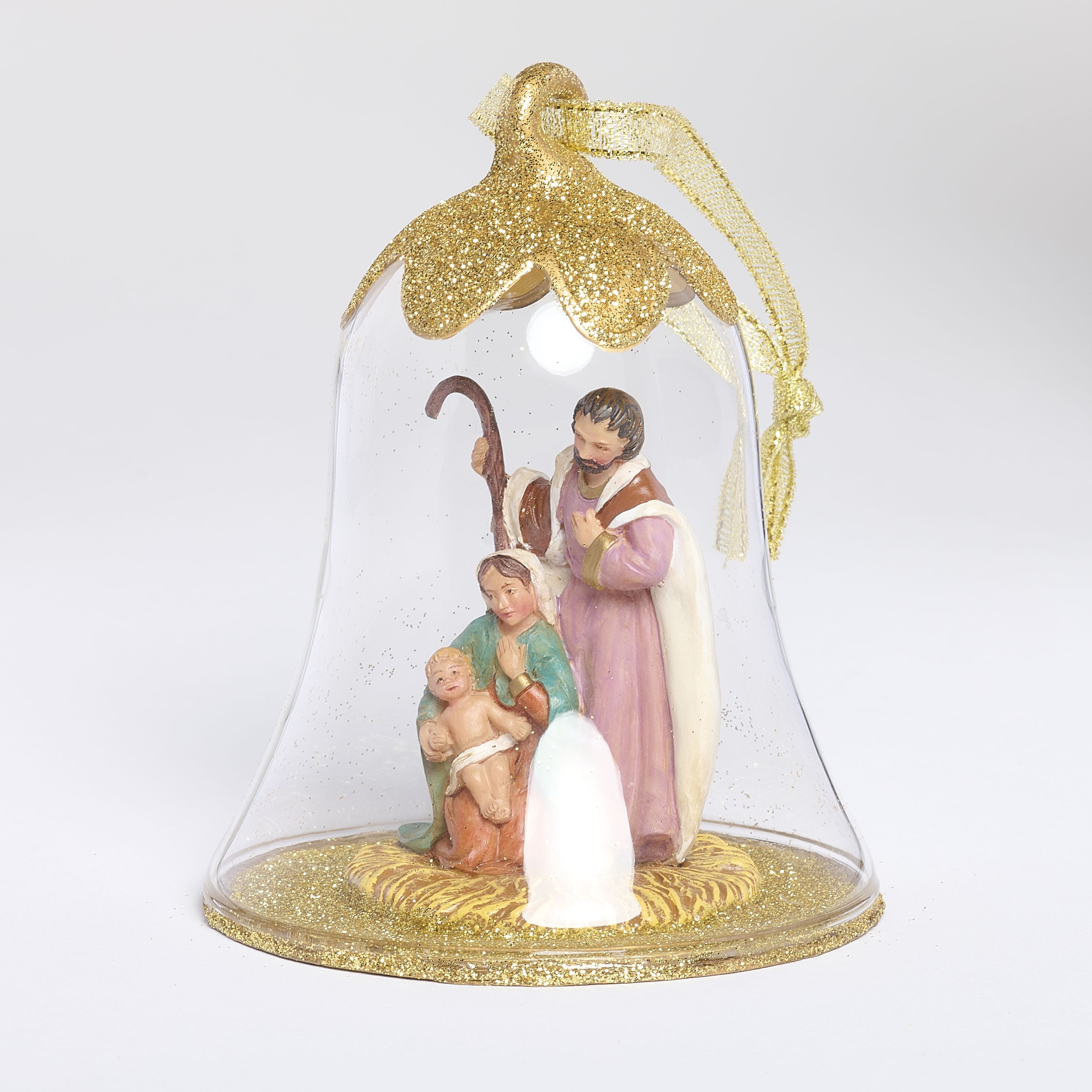 Fontanini Holy Family Glass Bell Ornament