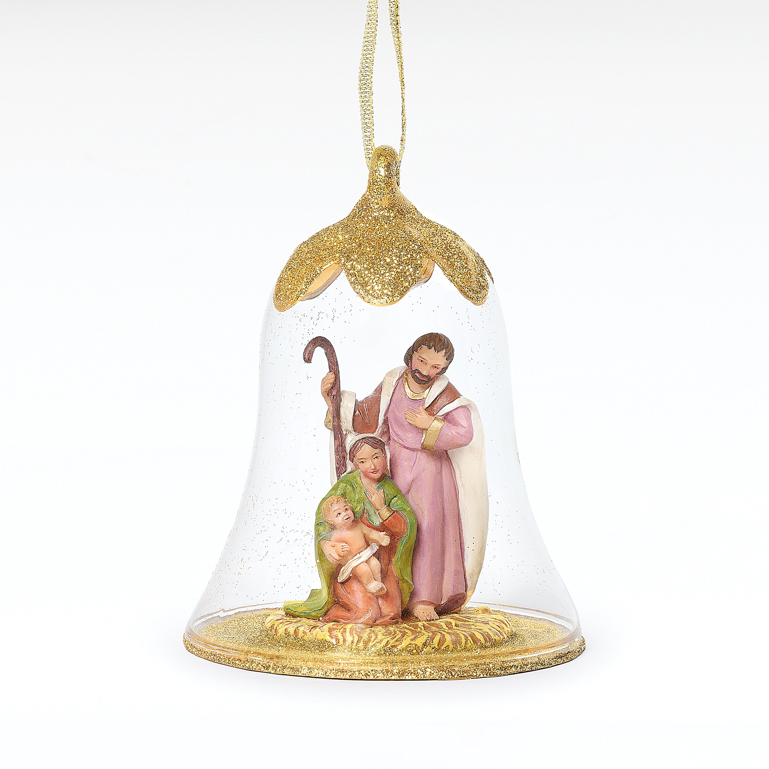 Fontanini Holy Family Glass Bell Ornament