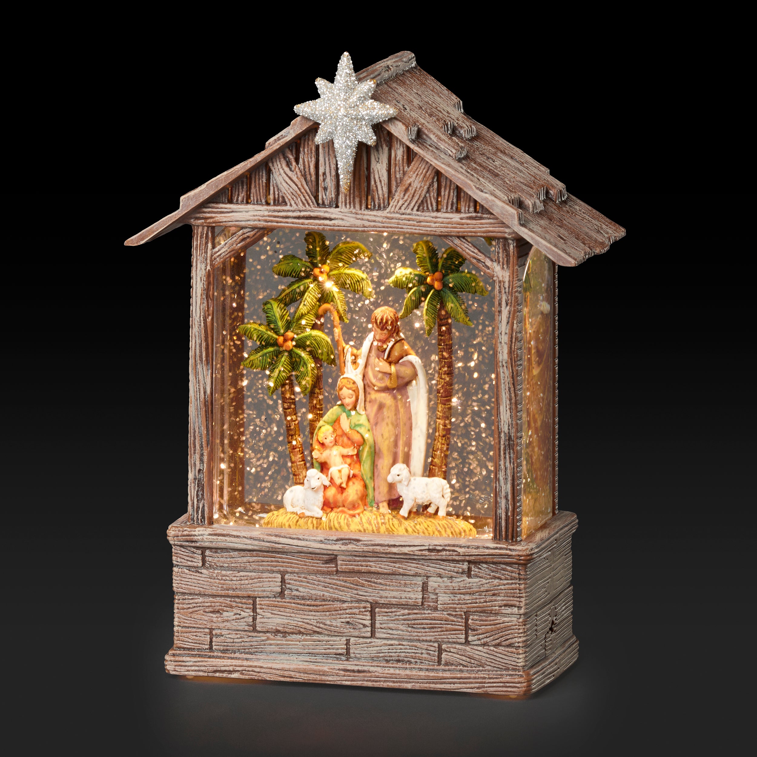 Fontanini Lighted Holy Family Swirl Star Stable - Confetti Lites