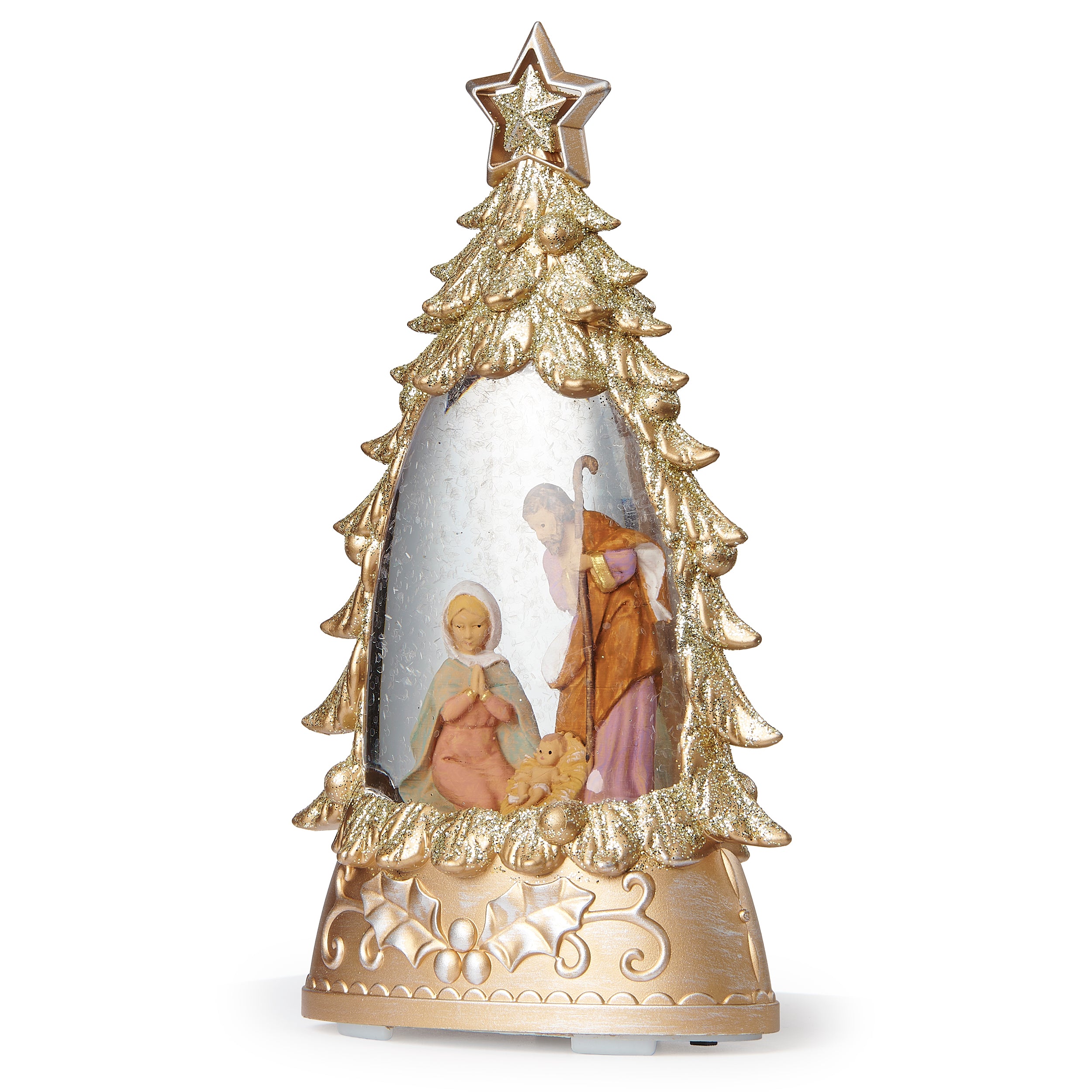 Fontanini Gold Glitter Lighted Swirl Christmas Tree - Shimmering Merry Lites