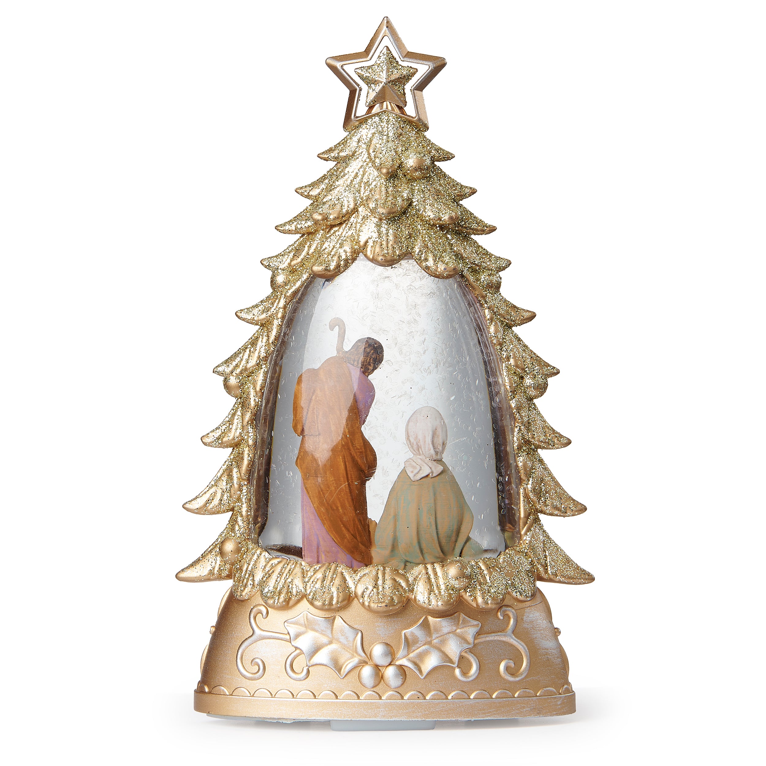 Fontanini Gold Glitter Lighted Swirl Christmas Tree - Shimmering Merry Lites