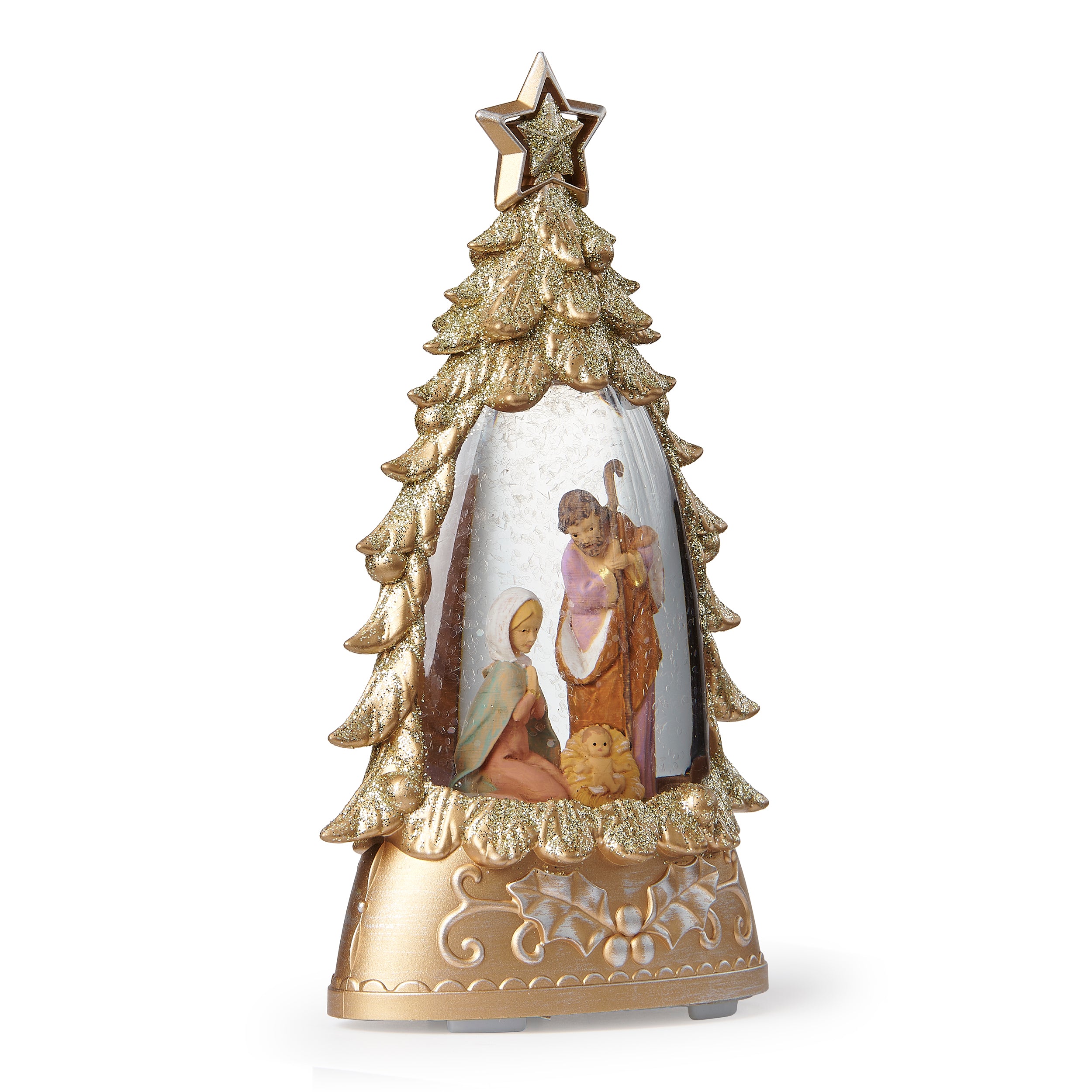 Fontanini Gold Glitter Lighted Swirl Christmas Tree - Shimmering Merry Lites