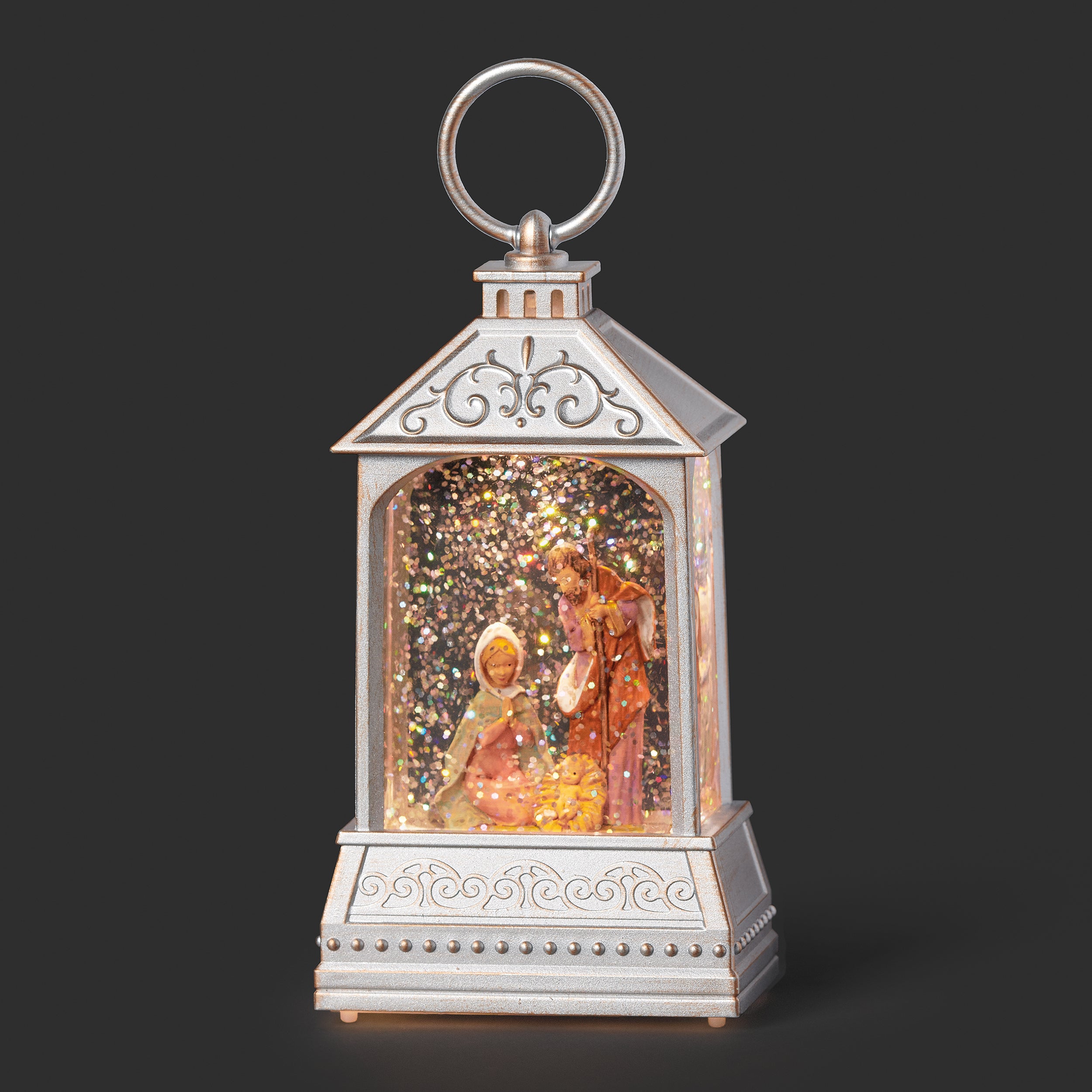 Fontanini Holy Family Lighted Shimmer Lantern Glitterdome