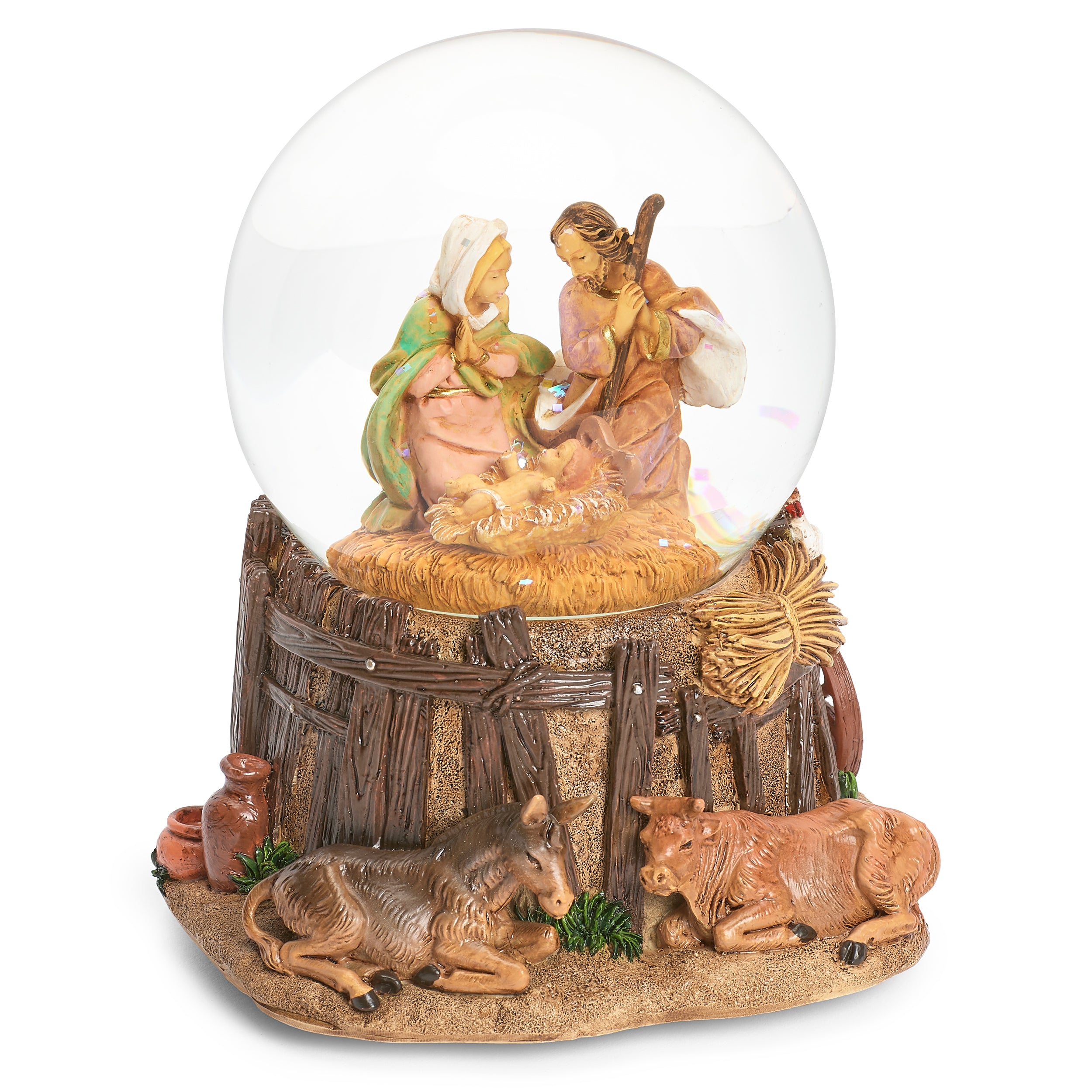 Fontanini Holy Family Stable Musical Glitterdome – "Silent Night" Tune