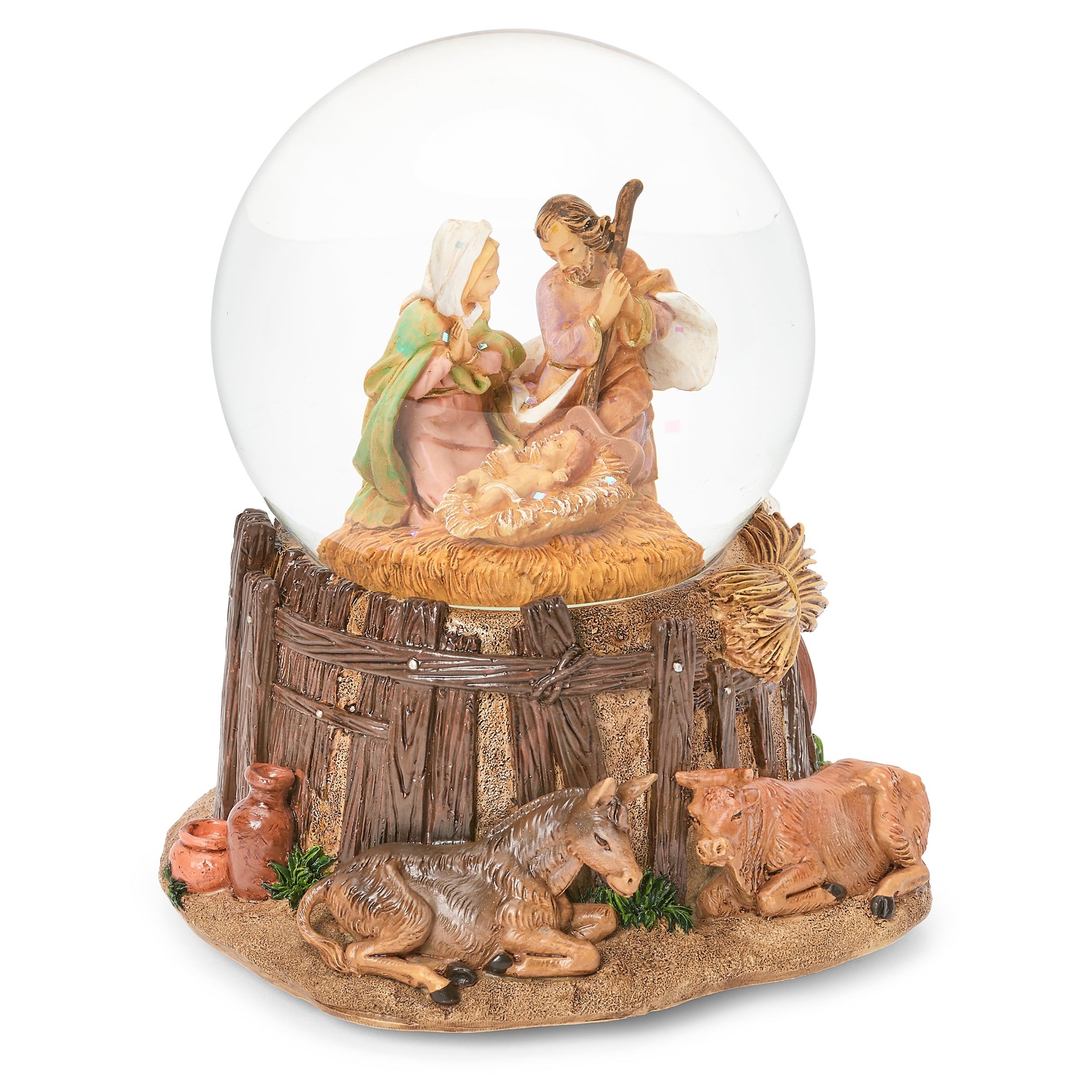 Fontanini Holy Family Stable Musical Glitterdome – "Silent Night" Tune