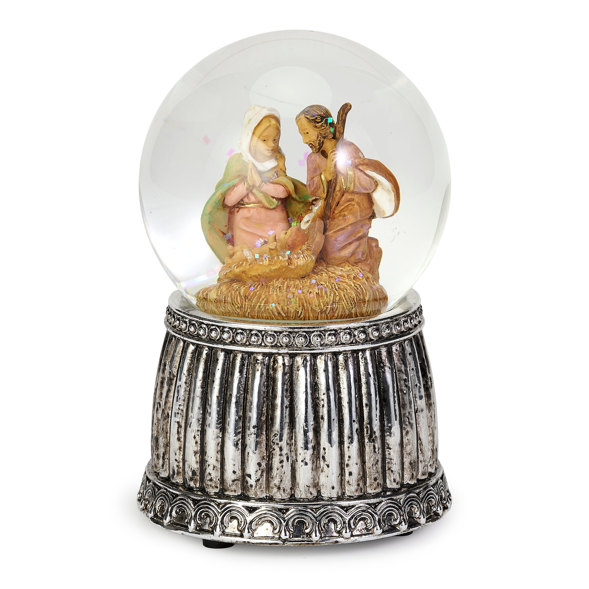 Fontanini Holy Family Silver Musical Glitterdome - "Joy to the World" Tune
