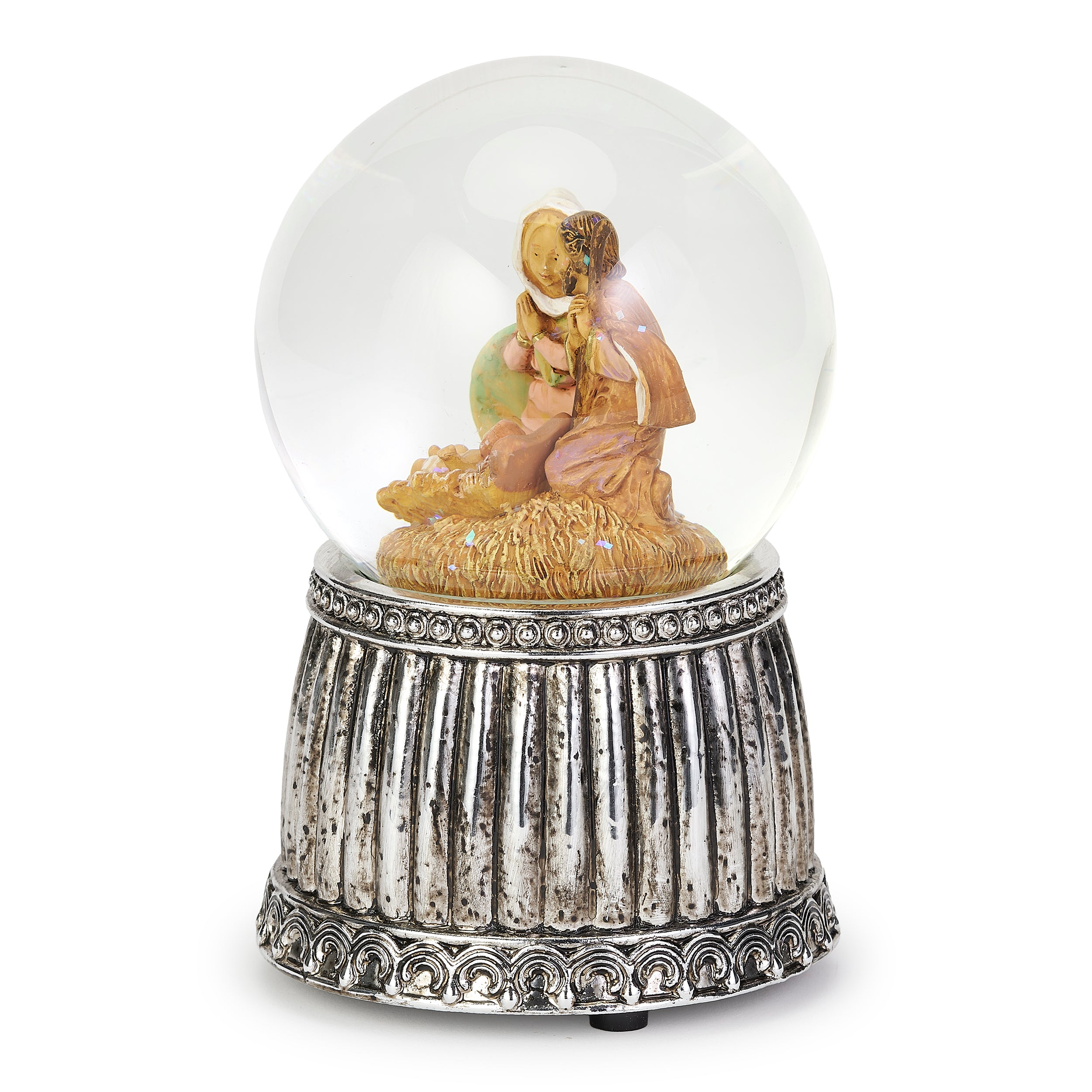 Fontanini Holy Family Silver Musical Glitterdome - "Joy to the World" Tune