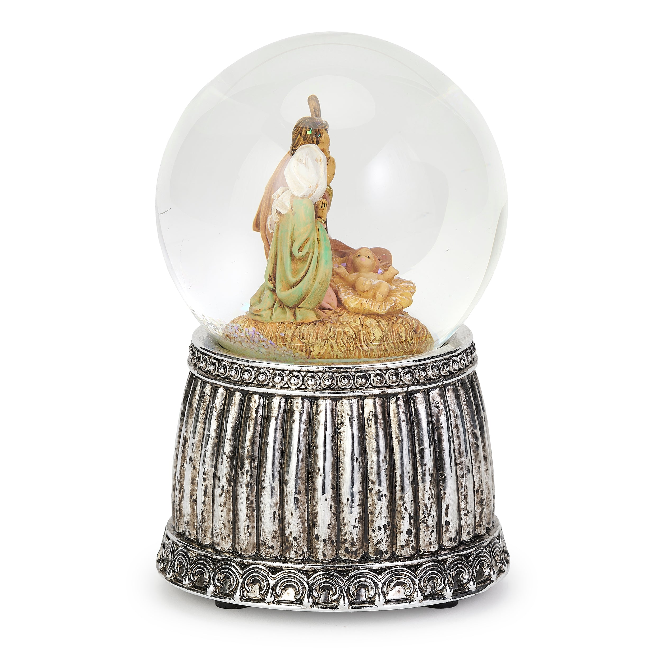 Fontanini Holy Family Silver Musical Glitterdome - "Joy to the World" Tune