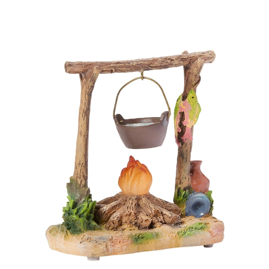 Fontanini Lighted Campfire with Pot – 5" Scale