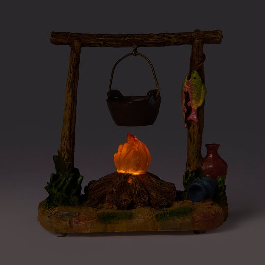 Fontanini Lighted Campfire with Pot – 5" Scale