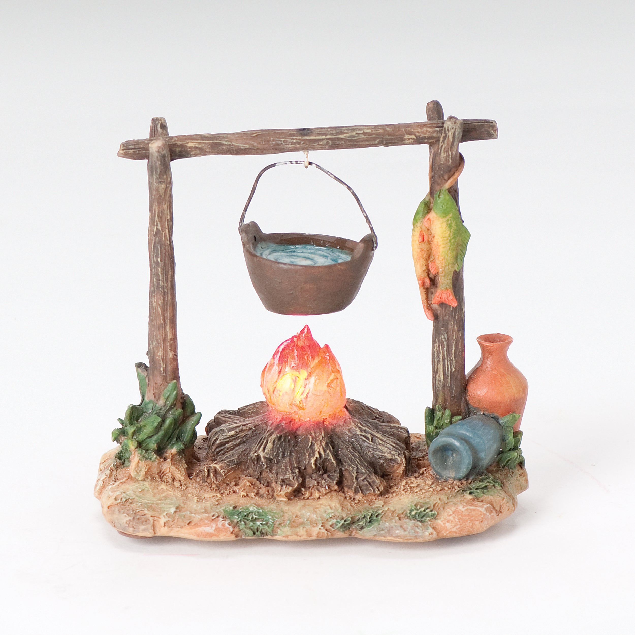 Fontanini Lighted Campfire with Pot – 5" Scale