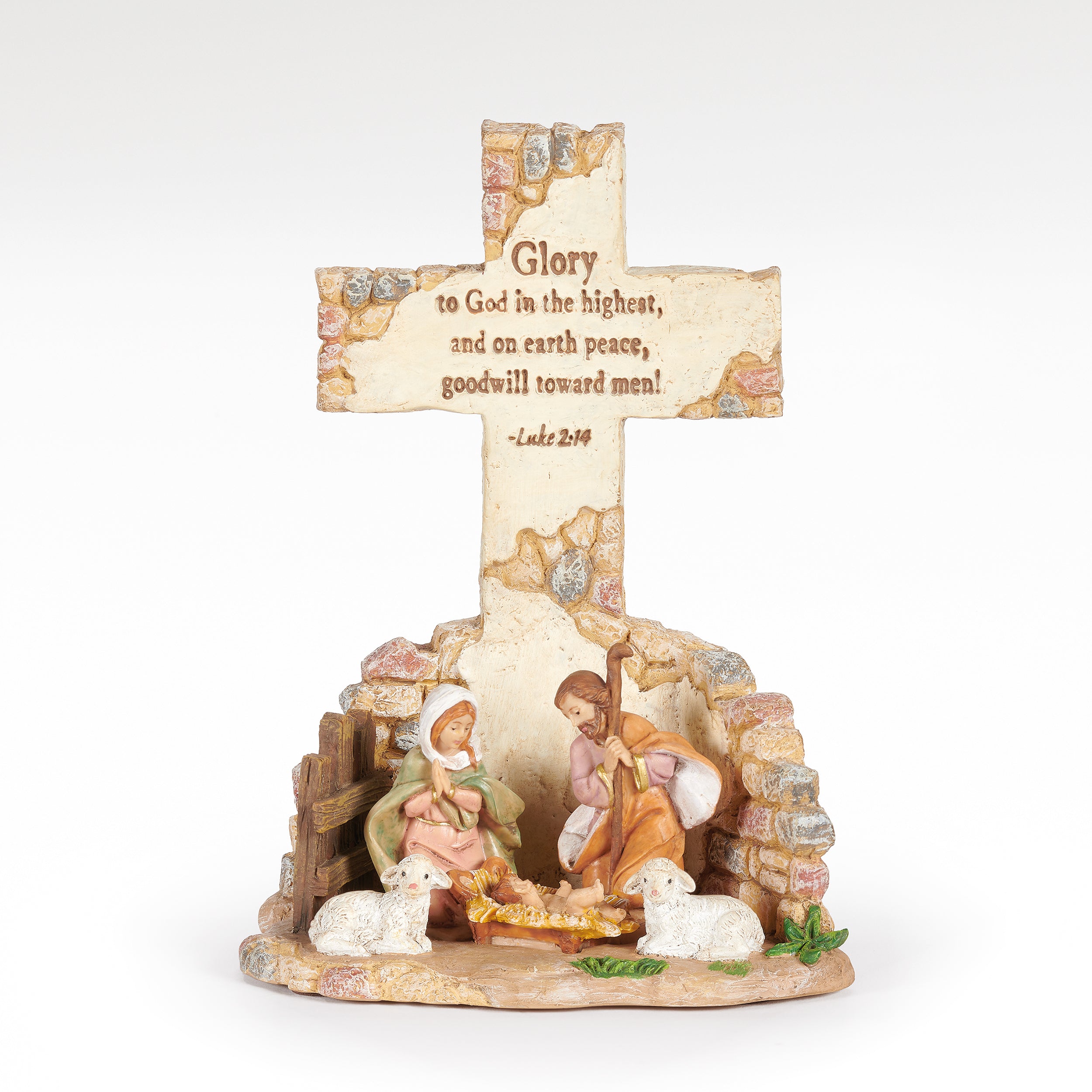 Fontanini Nativity Cross Tabletop with Bible Verse