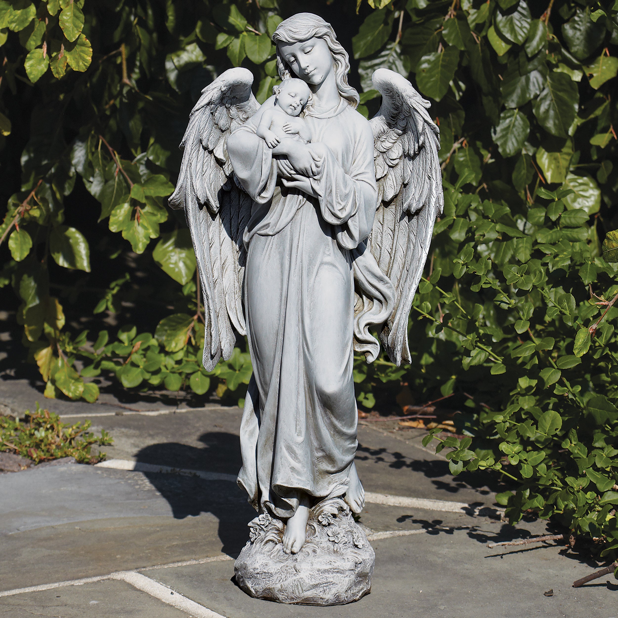 Joseph's Studio Angel Holding Baby Garden Statue