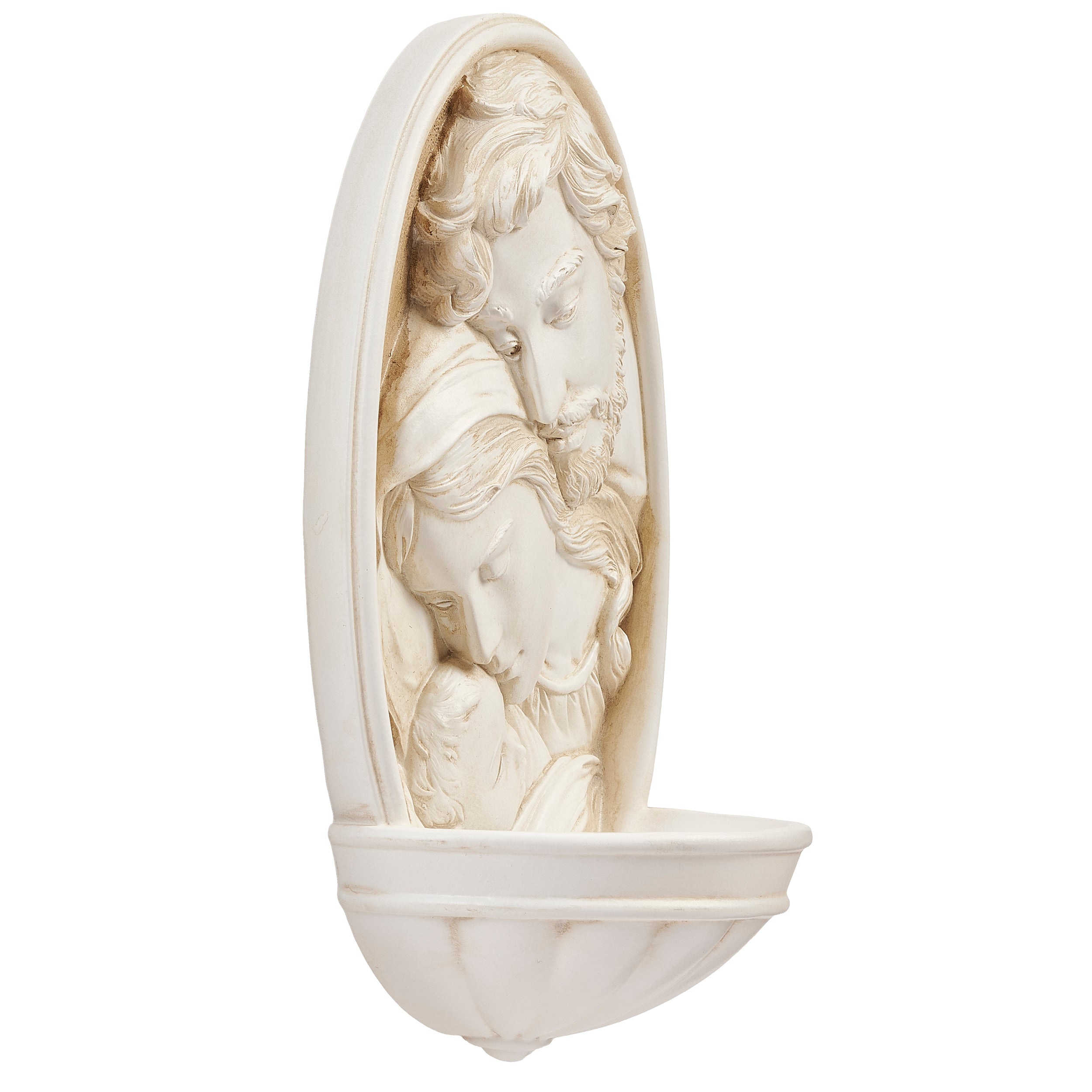 Joseph’s Studio White Stone Look Holy Family Water Font – Renaissance Collection