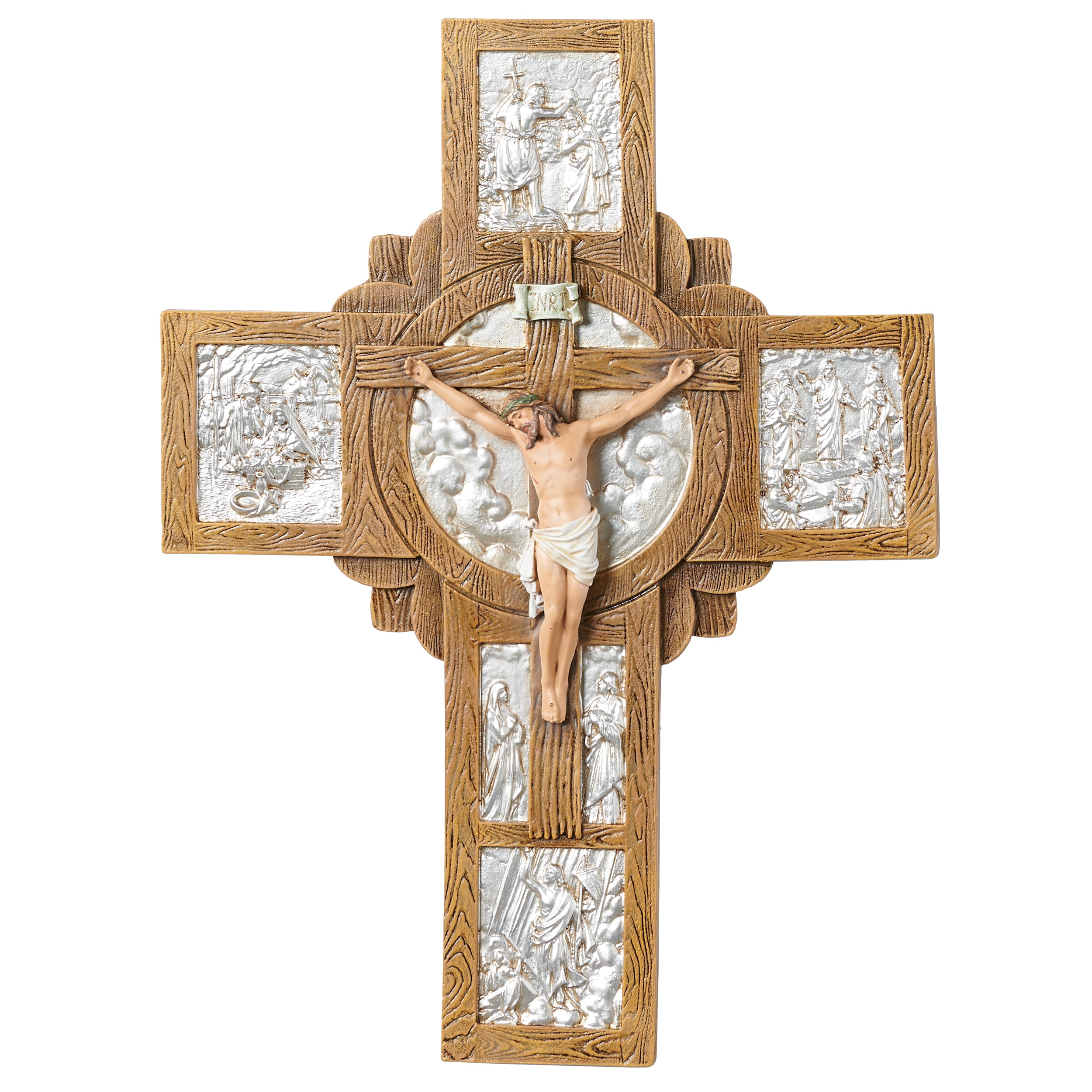 Joseph's Studio Silver & Faux Wood Life of Christ Crucifix