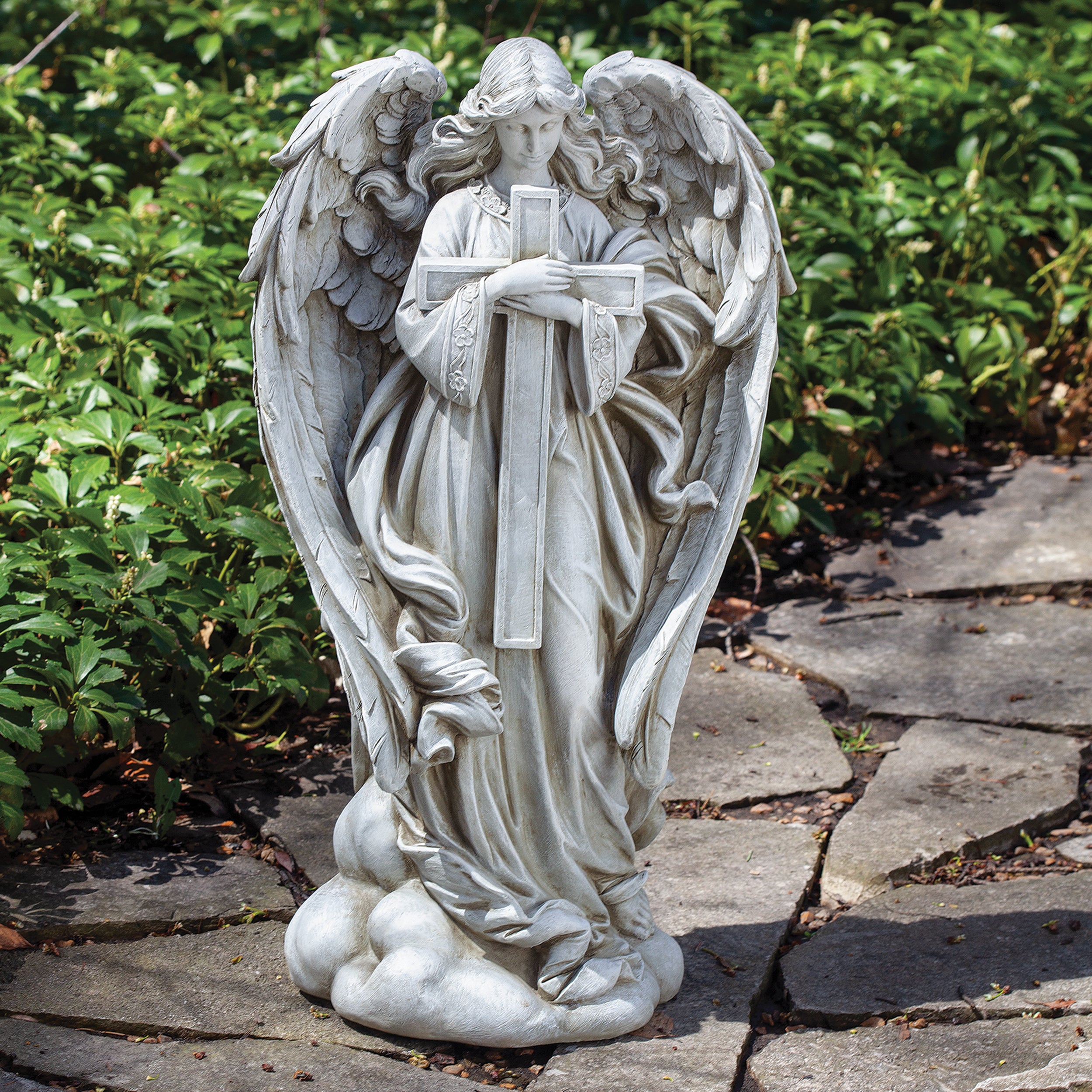 Joseph's Studio Angel with Cross Garden Statue
