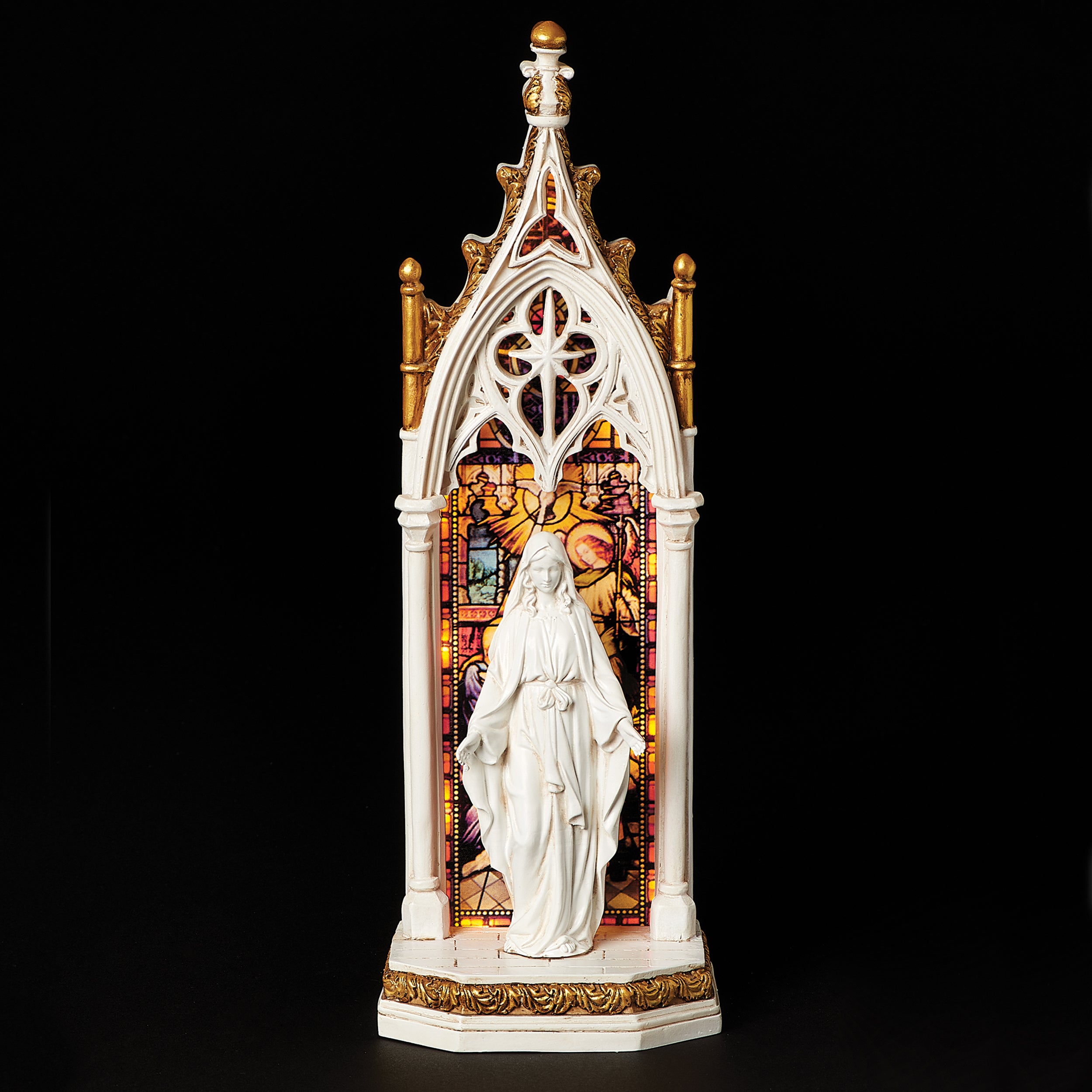Joseph's Studio Lighted Our Lady of Grace Stained Glass Window Figure- Renaissance Collection