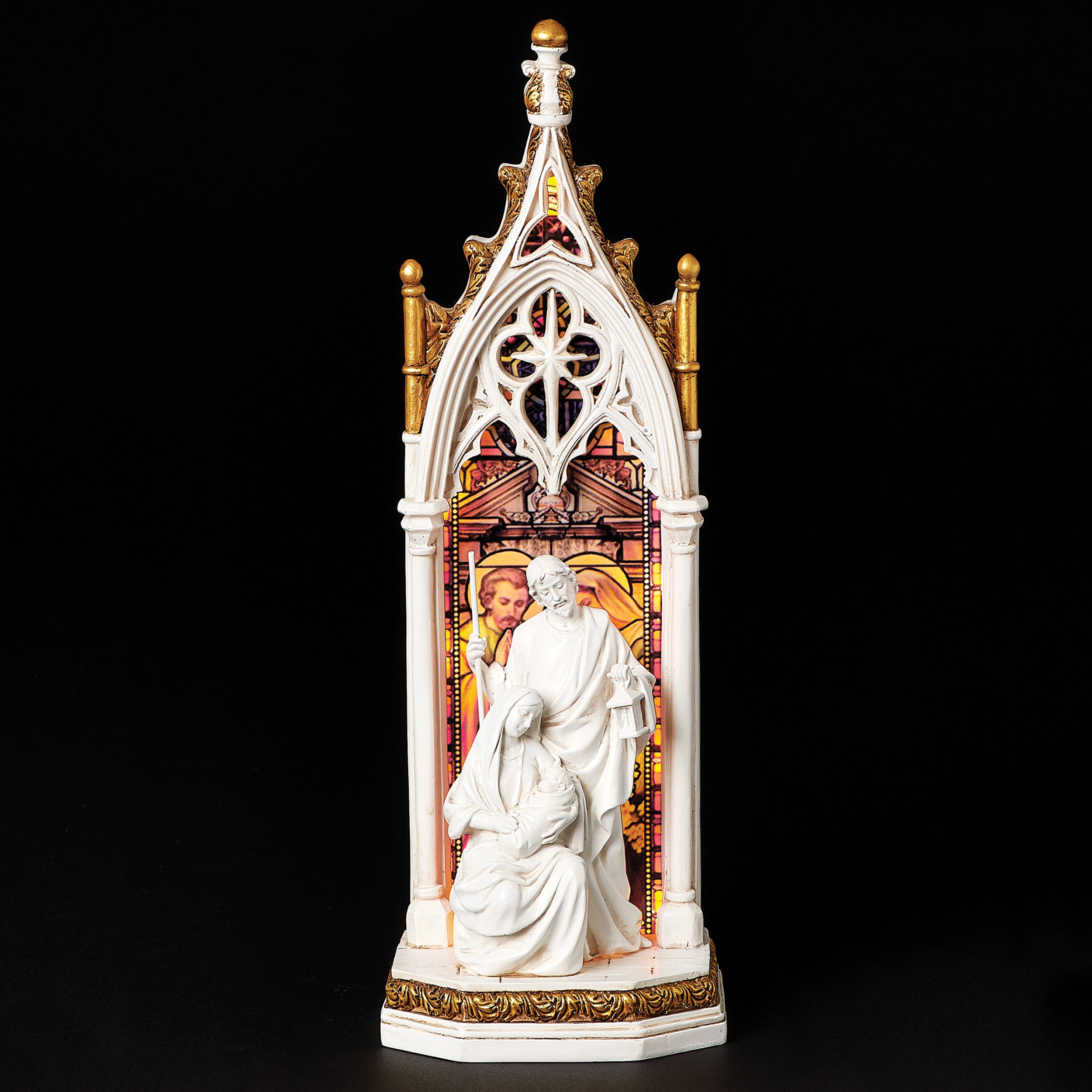 Joseph's Studio Lighted Holy Family Stained Glass Window Figure- Renaissance Collection