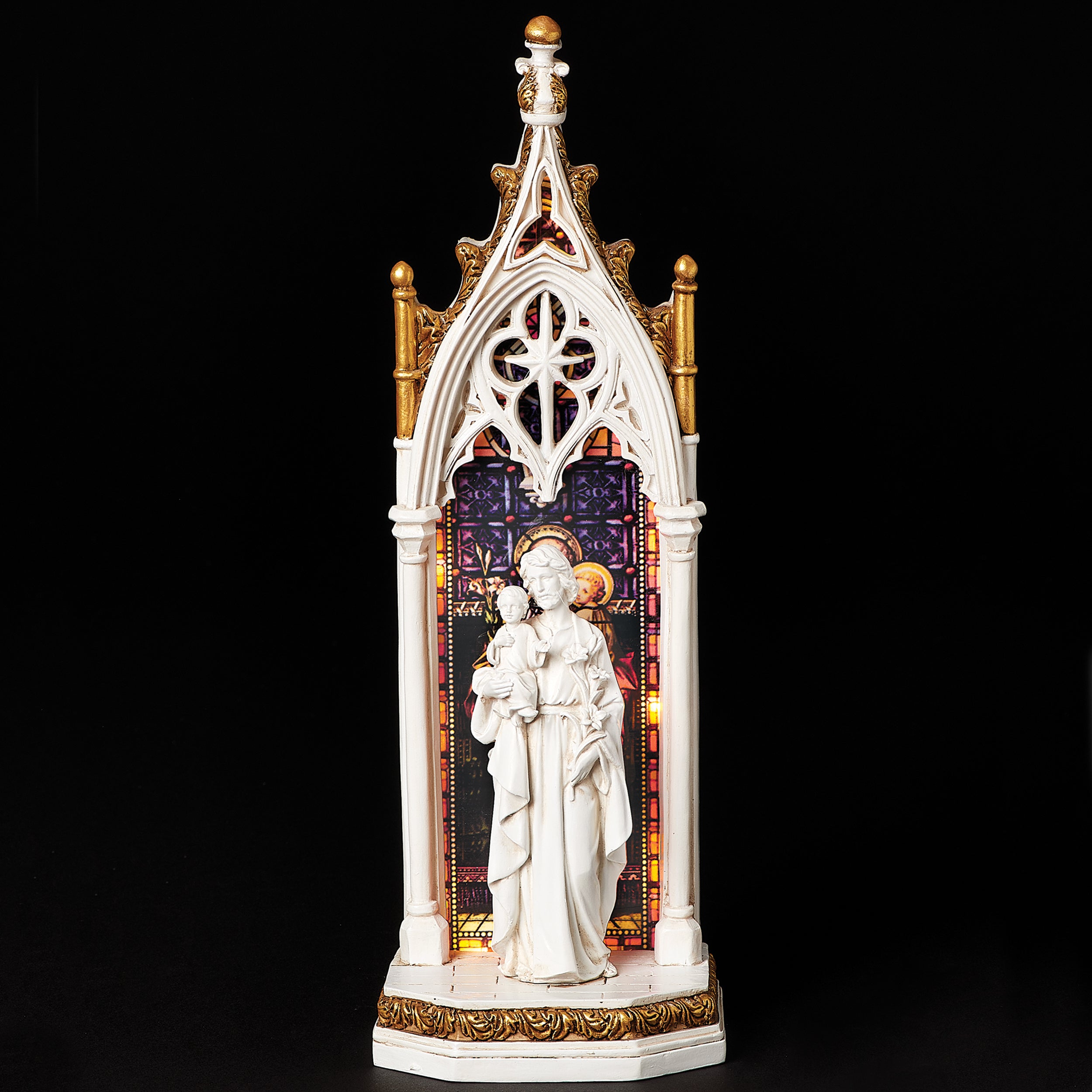 Joseph's Studio Lighted St. Joseph Stained Glass Window Figure - Renaissance Collection